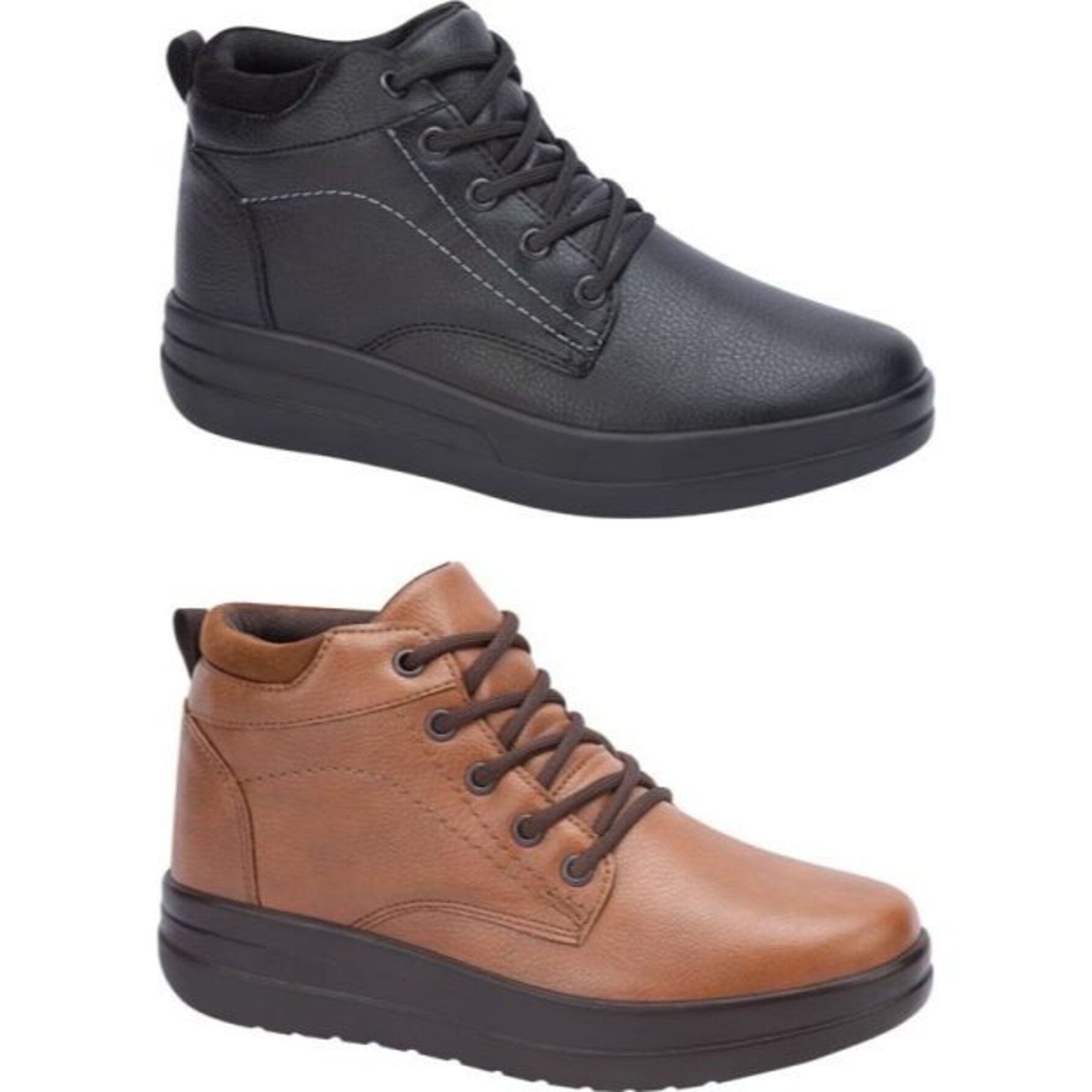 Kit de 2 pares de botines para mujer, con agujetas, acabado flotter, colores negro y café, marca Shosh 1139254