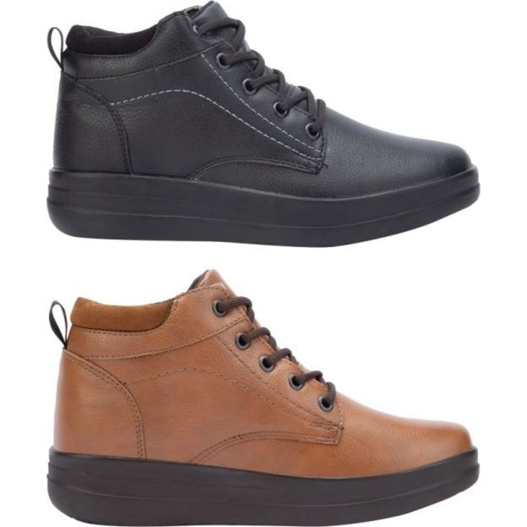 Kit de 2 pares de botines para mujer, con agujetas, acabado flotter, colores negro y café, marca Shosh 1139254