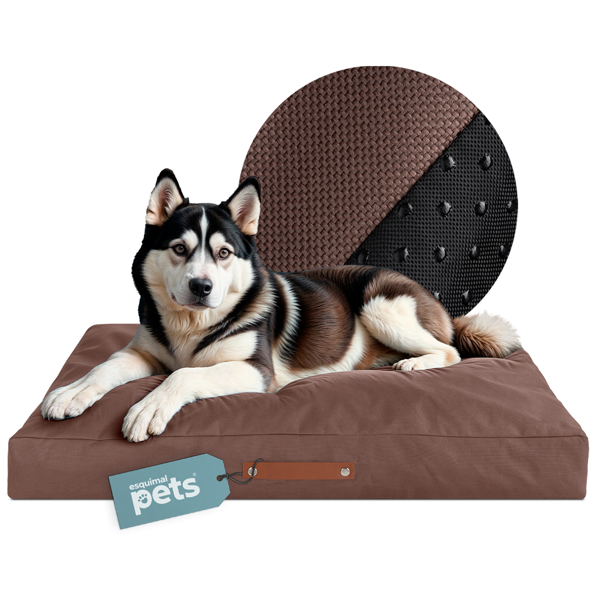 Cama Antiestrés de Foam para Perro y Gato tamaño Grande, Colchoneta para Mascota Lavable Café ESQUIMAL