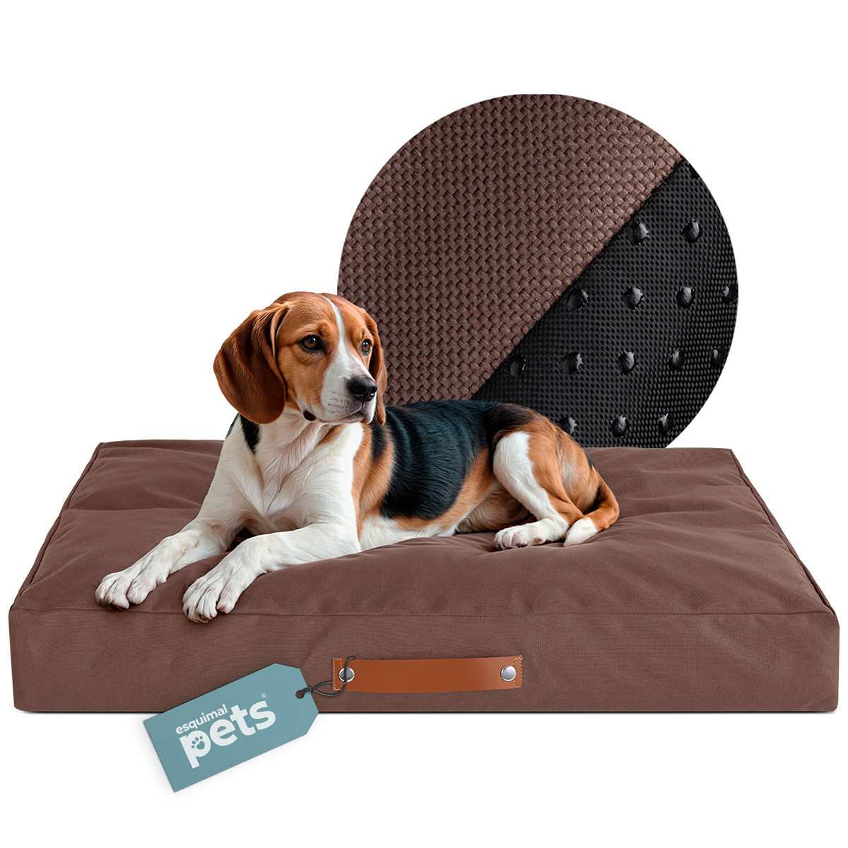 Cama Antiestrés de Foam para Perro y Gato tamaño Mediano, Colchoneta para Mascota Lavable Café ESQUIMAL
