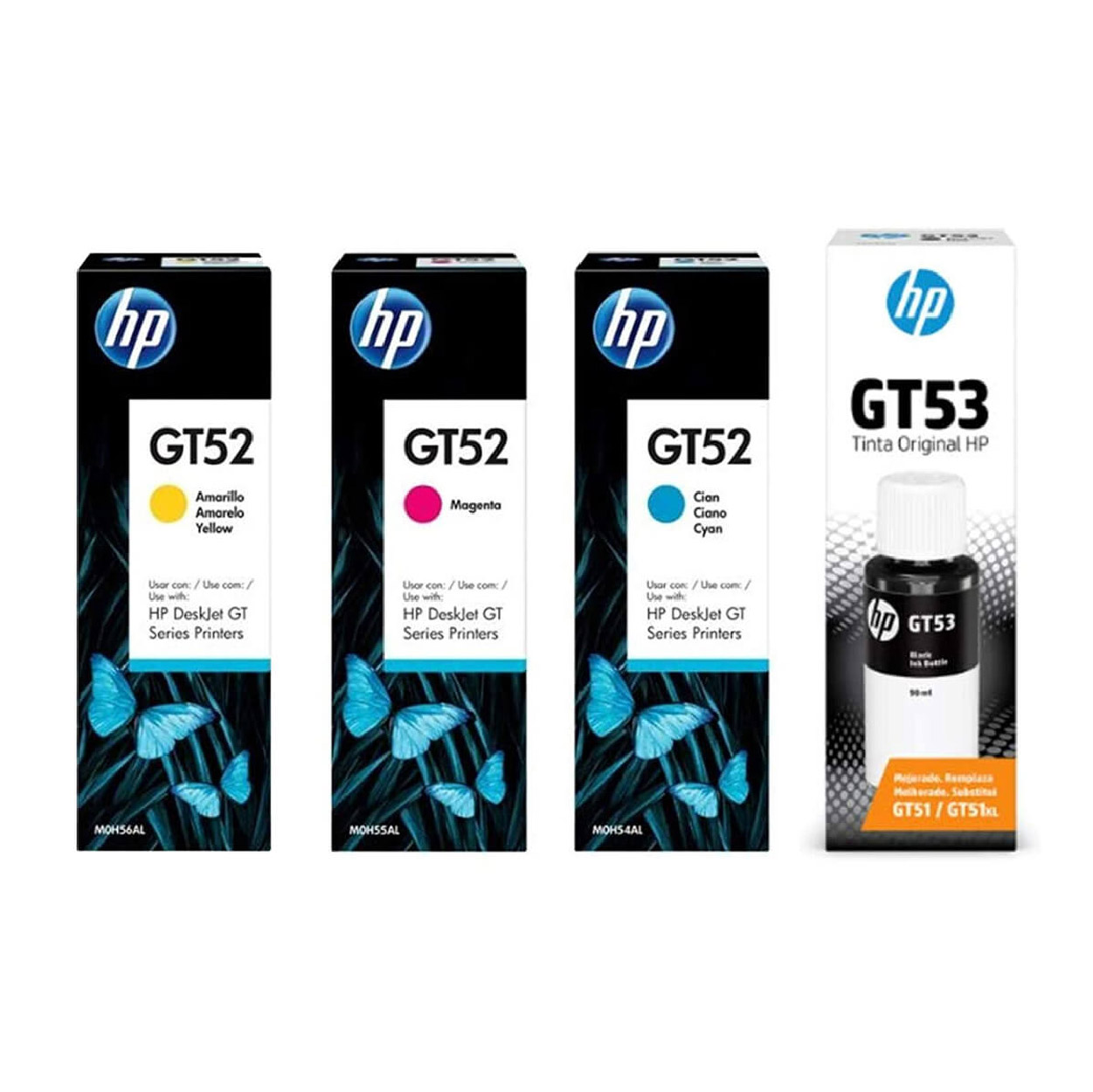 Kit de Tintas  GT53 Negro, GT52 cyan, magenta, Amarillo