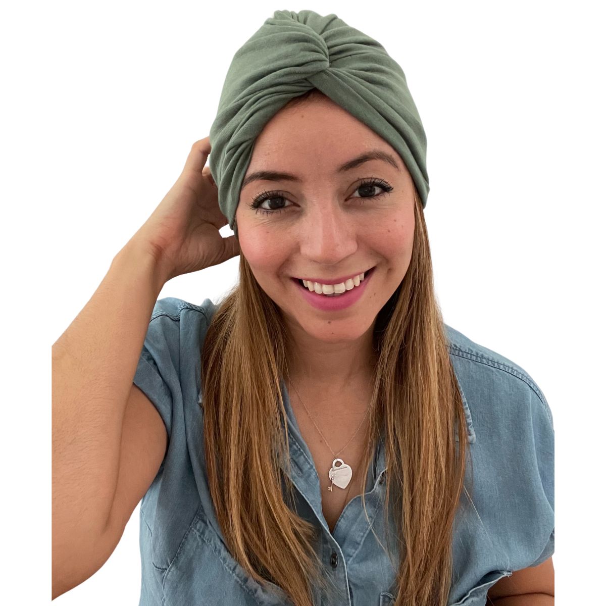 Mãe Baby Set de 3 Turbantes Gorro Algodón Mujer Musulmán Oncológico (Verde Dino, Blanco y Lila Malva)