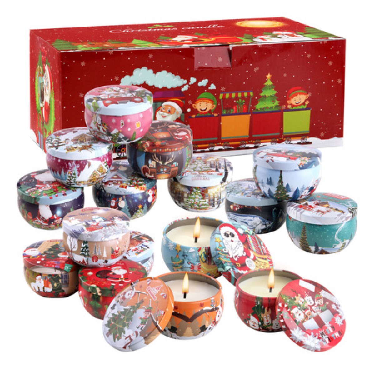 Vela Aromática De Navidad 16pzs Velas Perfumadas De Navidad