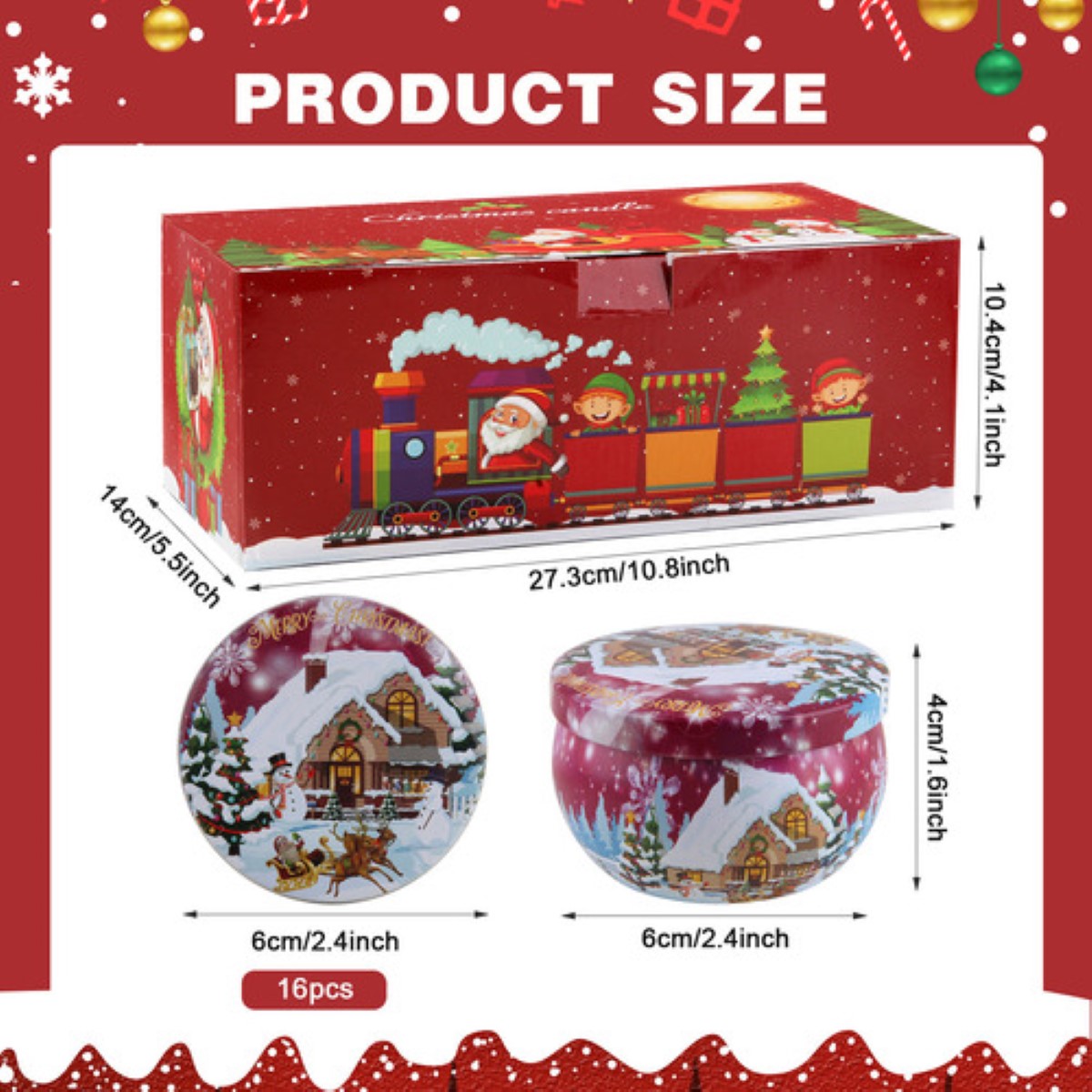 Vela Aromática De Navidad 16pzs Velas Perfumadas De Navidad