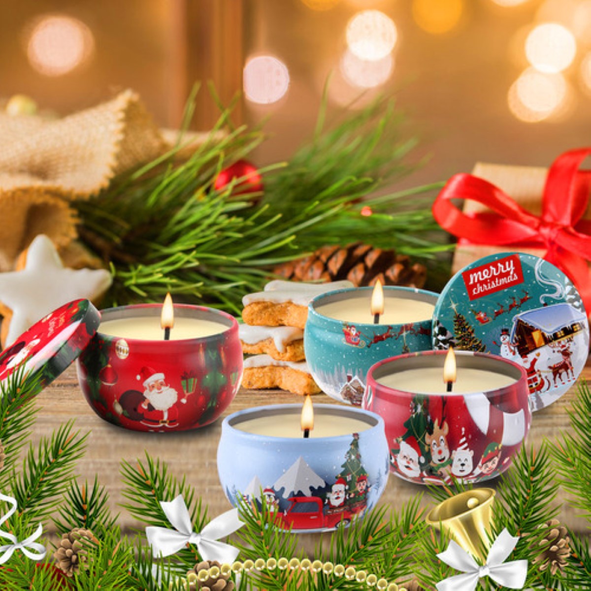 Vela Aromática De Navidad 16pzs Velas Perfumadas De Navidad