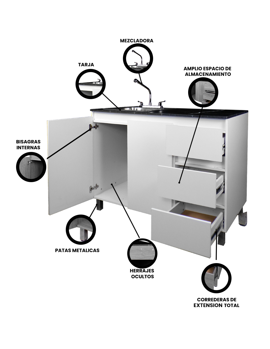 Cocina Integral  Premium CLAVEL Con Tarja