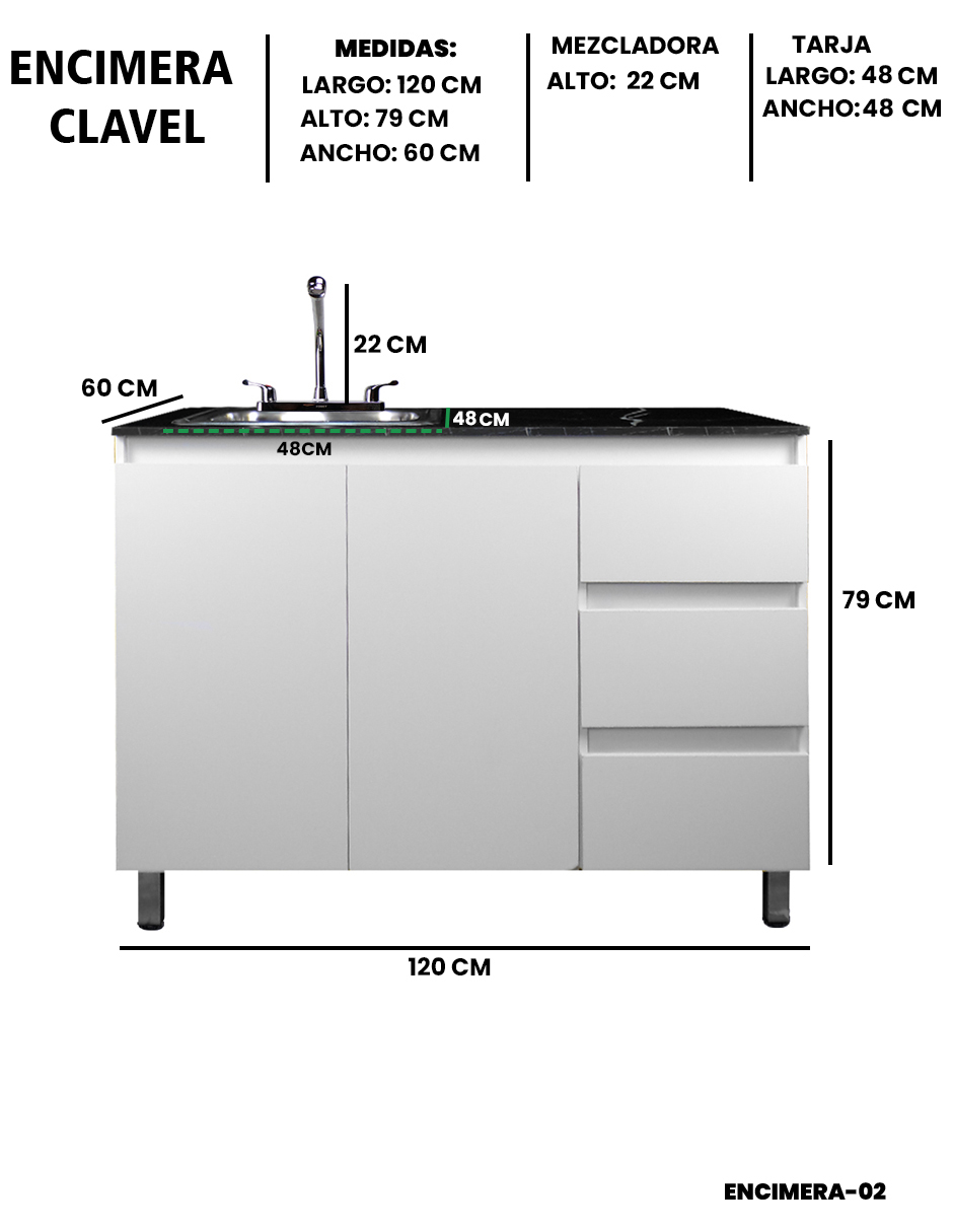 Cocina Integral  Premium CLAVEL Con Tarja