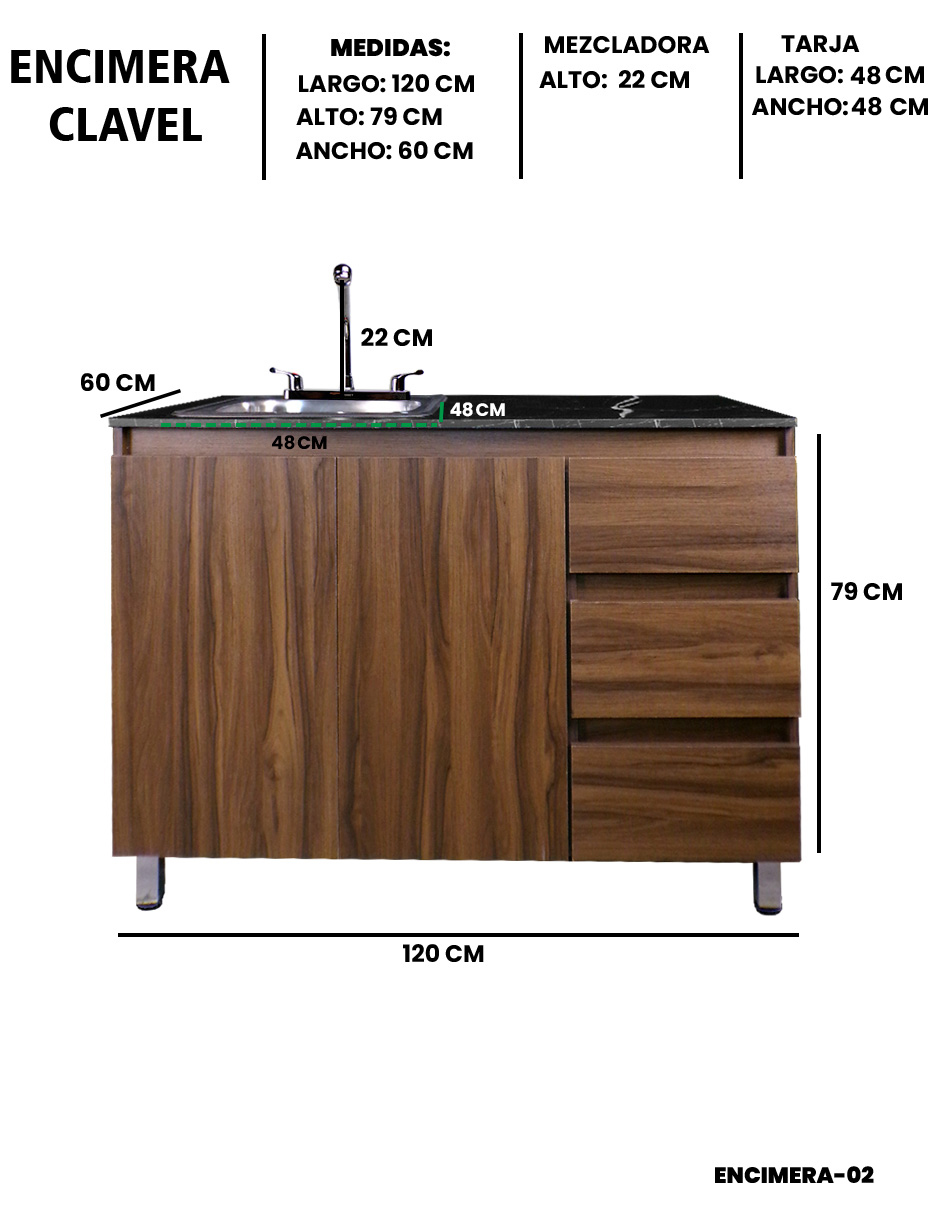 Cocina Integral Completa Premium CLAVEL Con Tarja