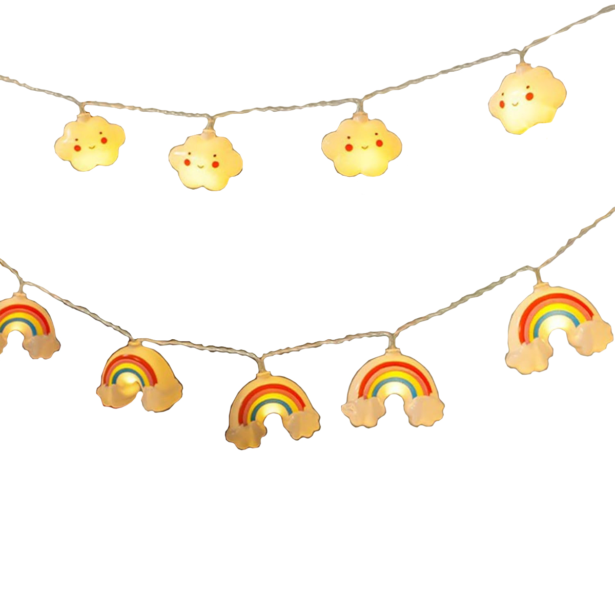 Serie Infantil Navidad Luces Figuras 3 Metros Multicolor Arcoiris y Nubes