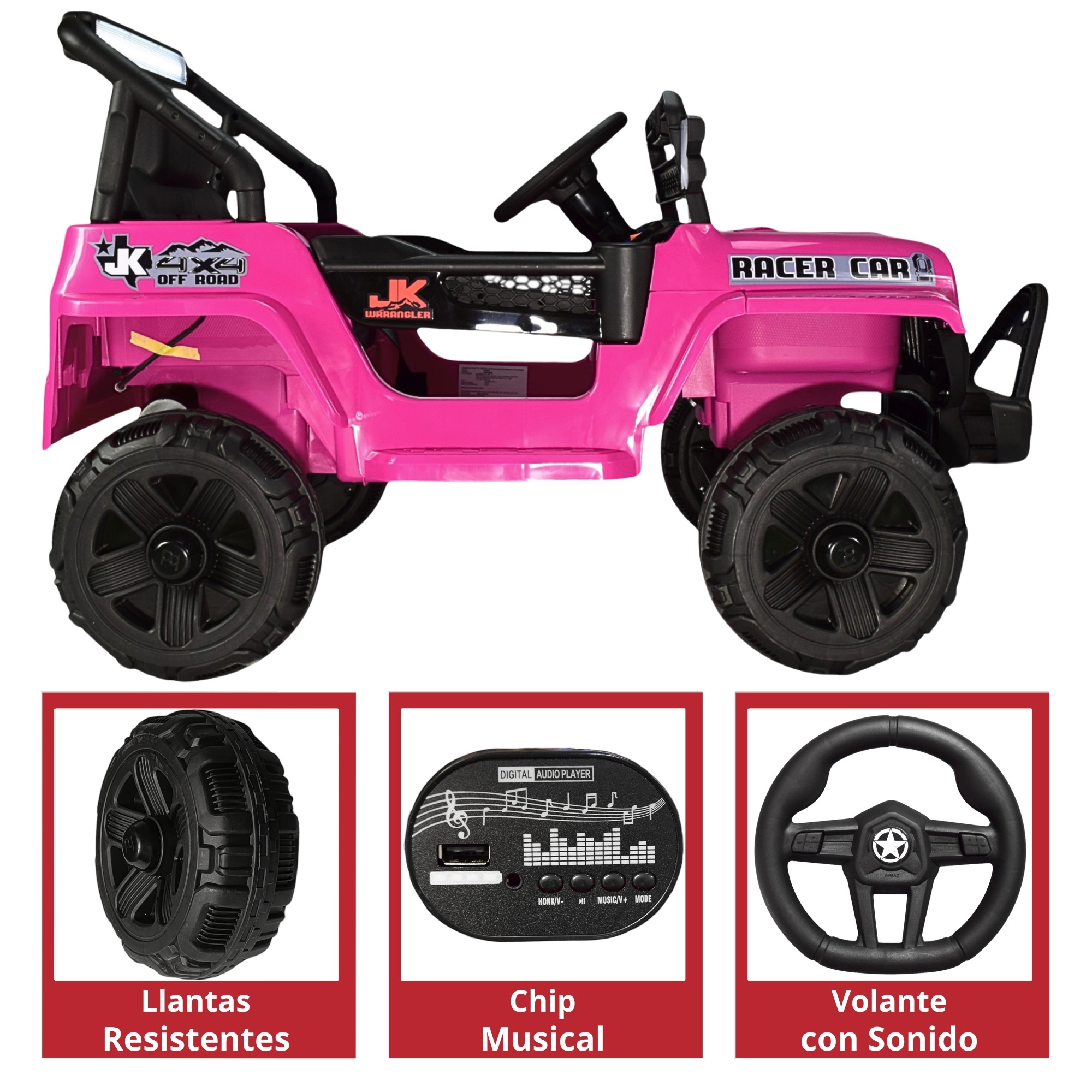 Camioneta Montable Electrica para Niños Control Remoto 12v - ROSA