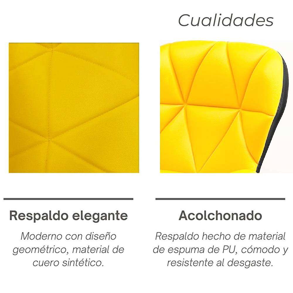 4 Sillas para oficina con respaldo geométrico Amarillo