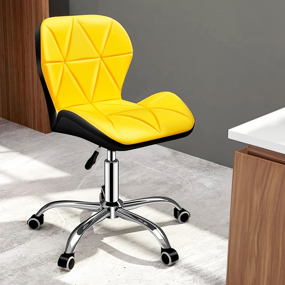 Ilios Innova Silla para Oficina con Respaldo, Home Office ergonomica Taburete para Salon Ajustable (Amarillo)