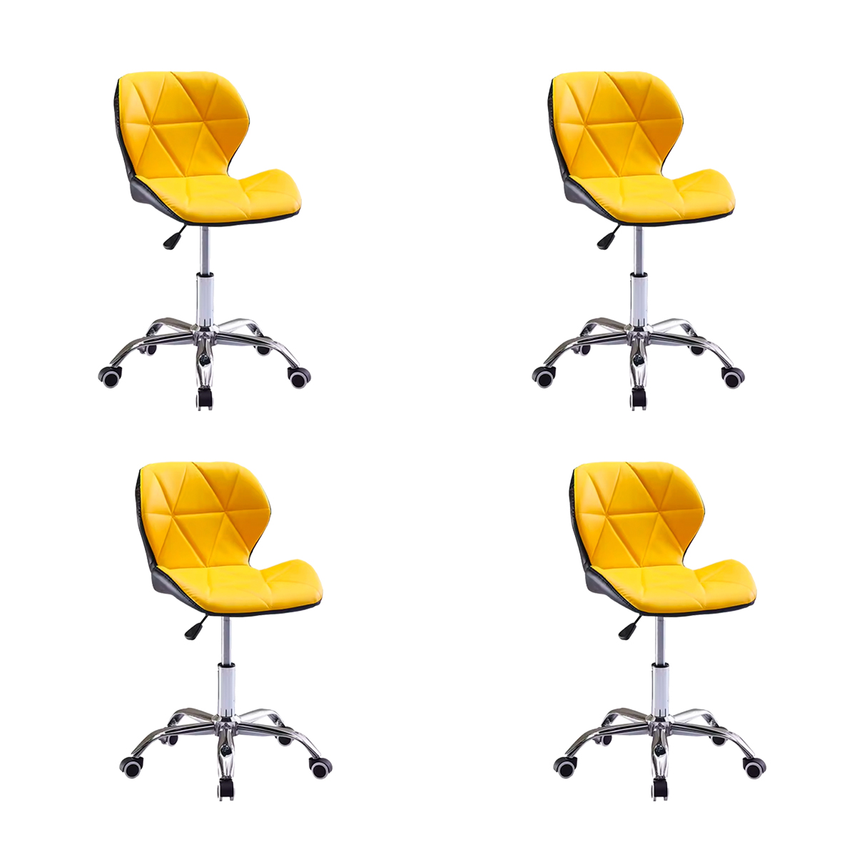 4 Sillas para oficina con respaldo geométrico Amarillo