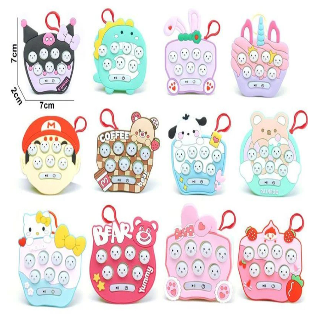 Mini Juego Pop It Quick Push Electrónico Caricaturas Consola