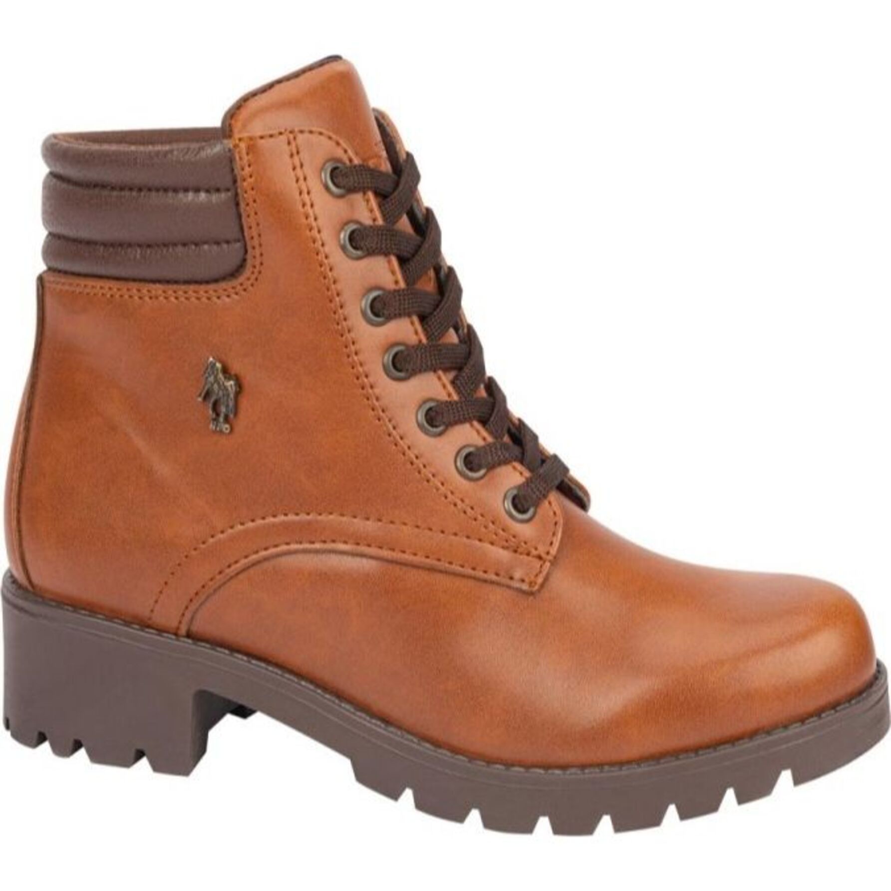 Botín para mujer, tipo hiker, con acabado napa, color cognac, marca H P C P olo 1178097