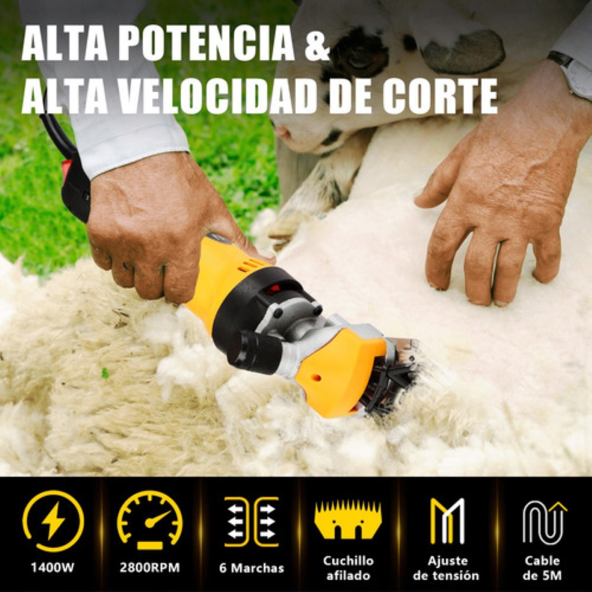 Eléctrica Esquiladora Para Corte De Pelo De Cordero Y Oveja amarillo