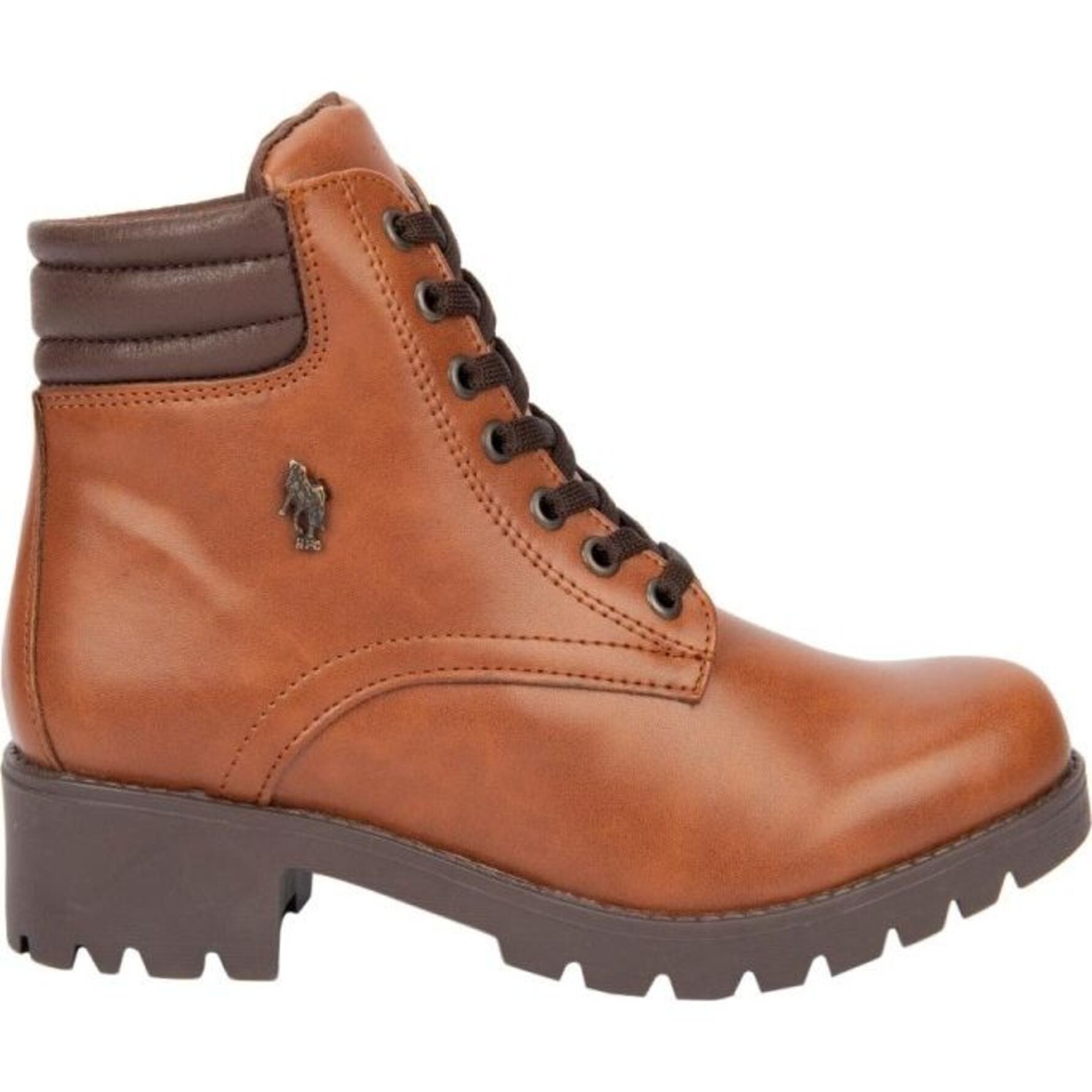 Botín para mujer, tipo hiker, con acabado napa, color cognac, marca H P C P olo 1178097