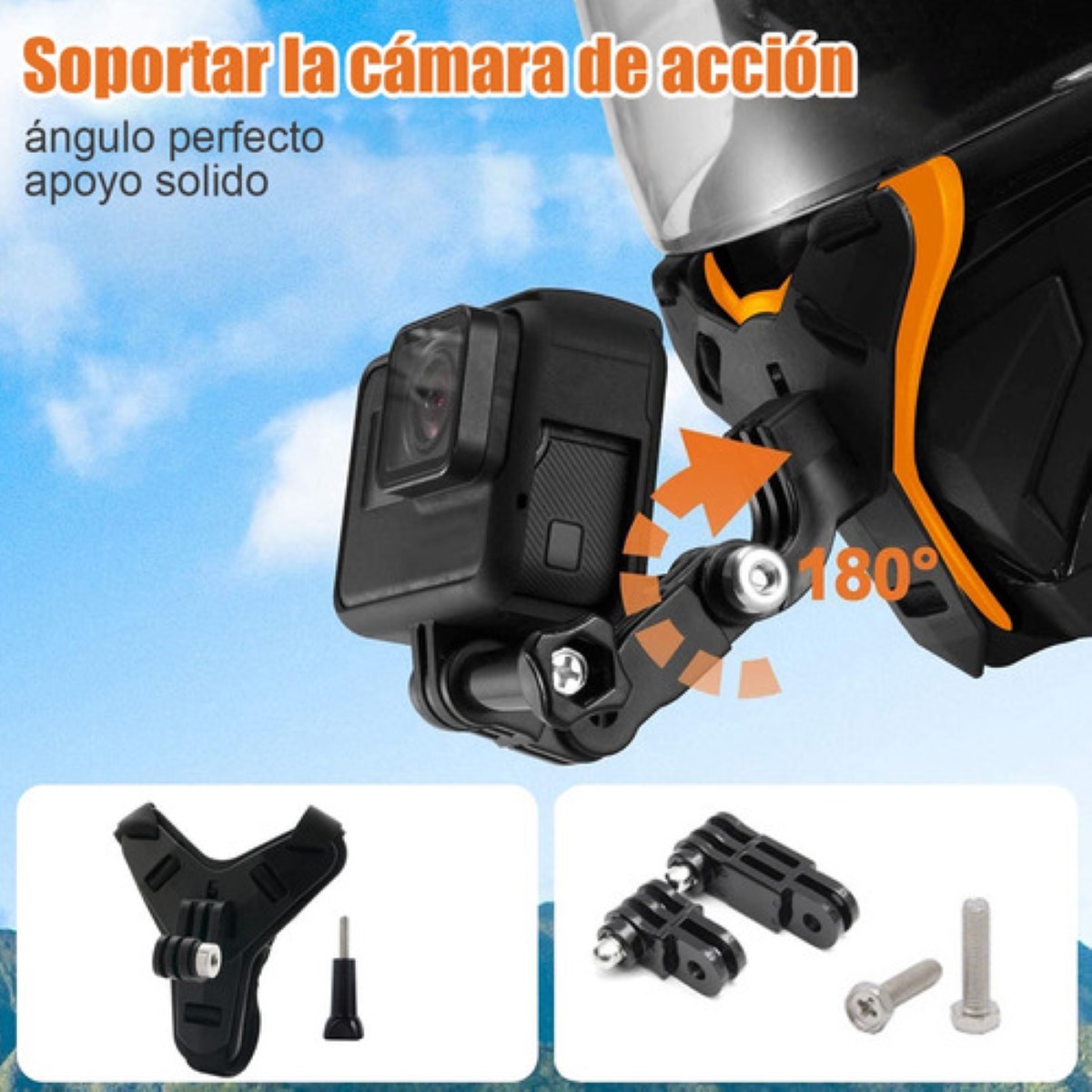 Base Soporte Casco Moto Para Celular Y Cámara Con 1 Remoto negro