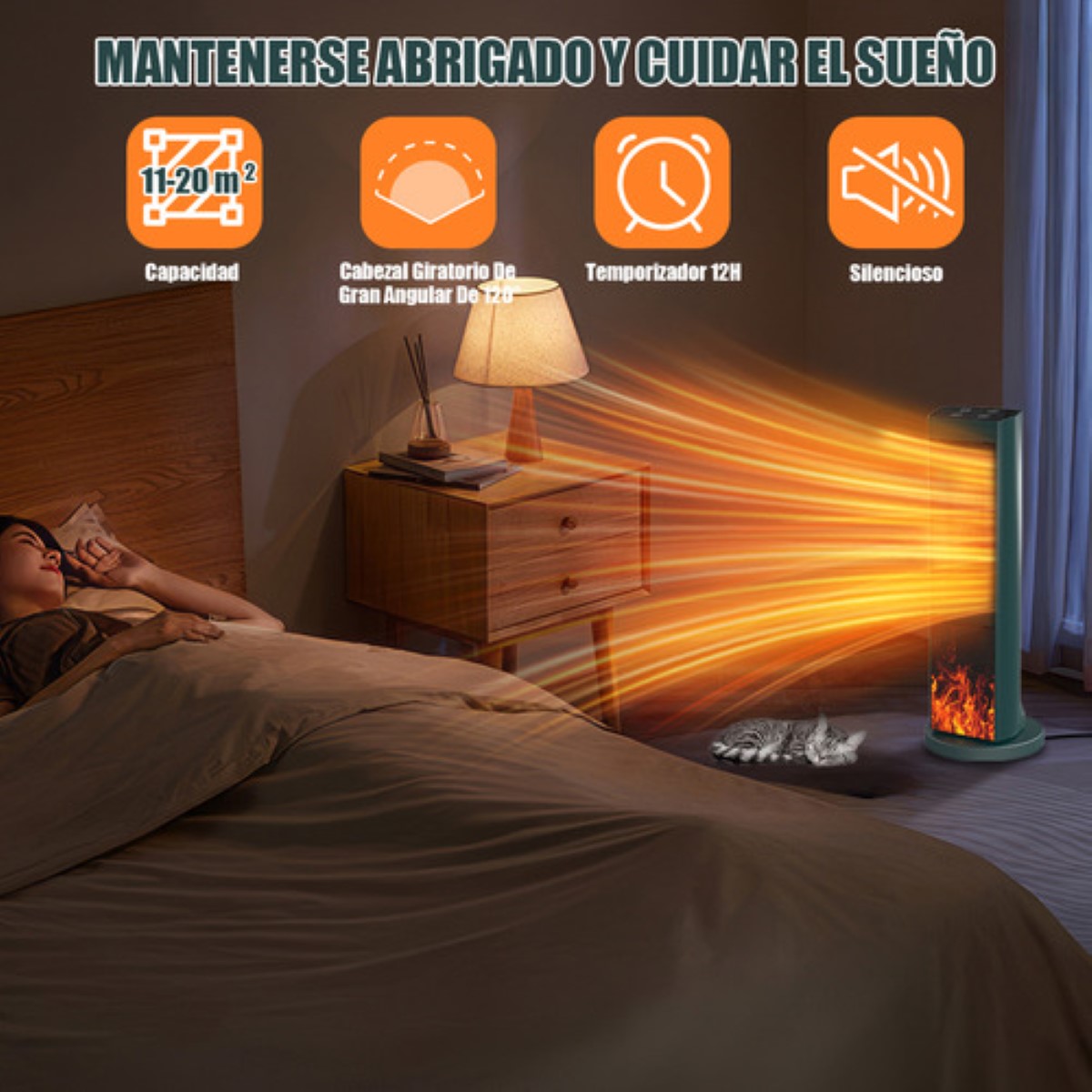 Calentador Eléctrico De Aire Calefacción Cerámica Ptc 3 Modo verde oscuro