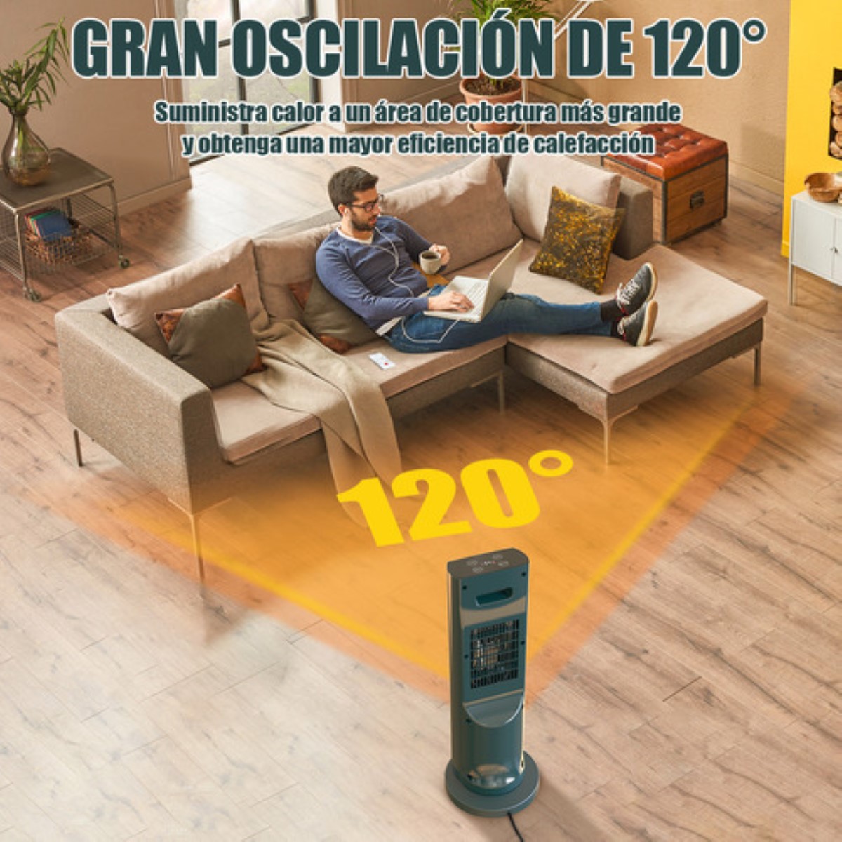 Calentador Eléctrico De Aire Calefacción Cerámica Ptc 3 Modo verde oscuro