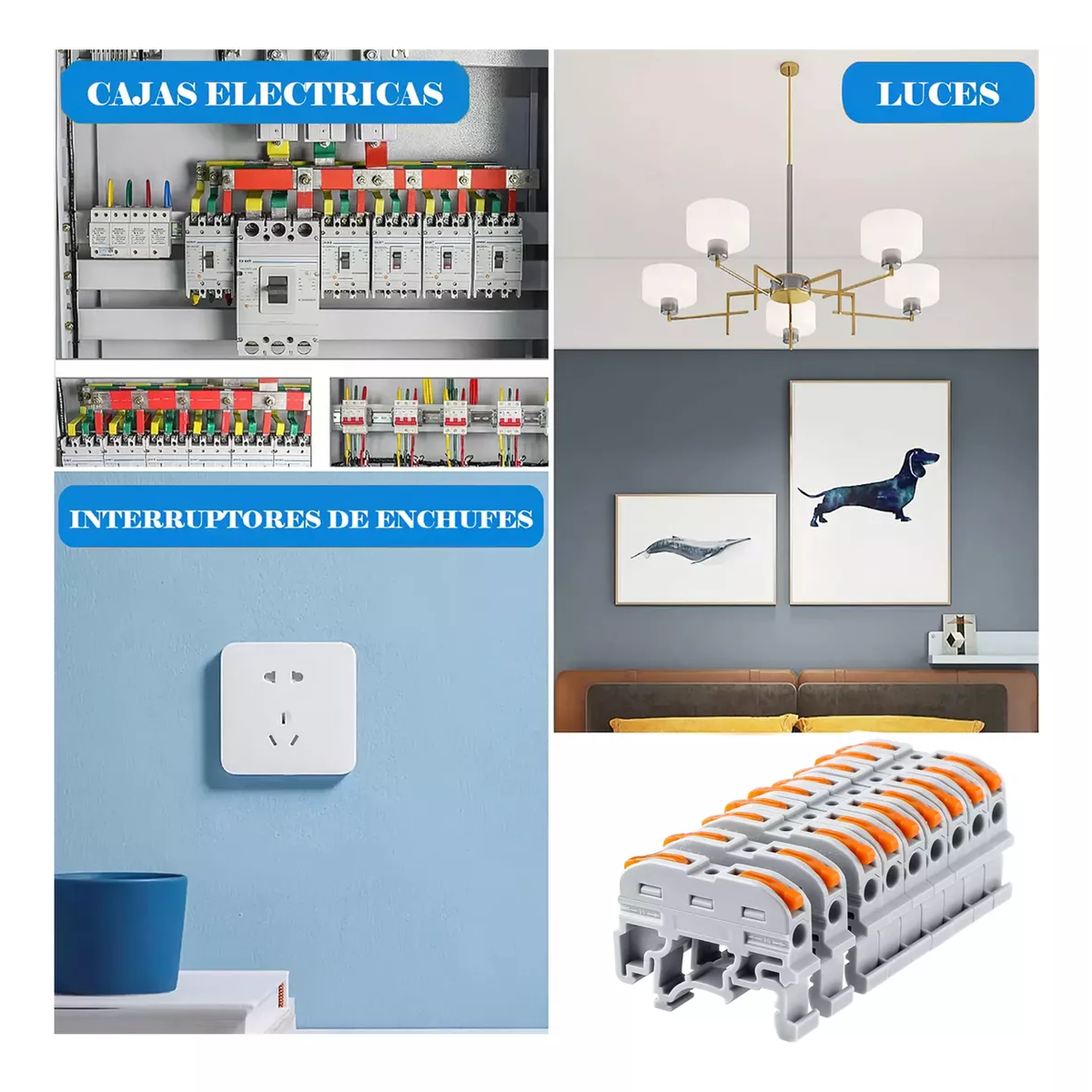 50 Clemas Conectores Electricos Tipo Wago Palanca Riel Din