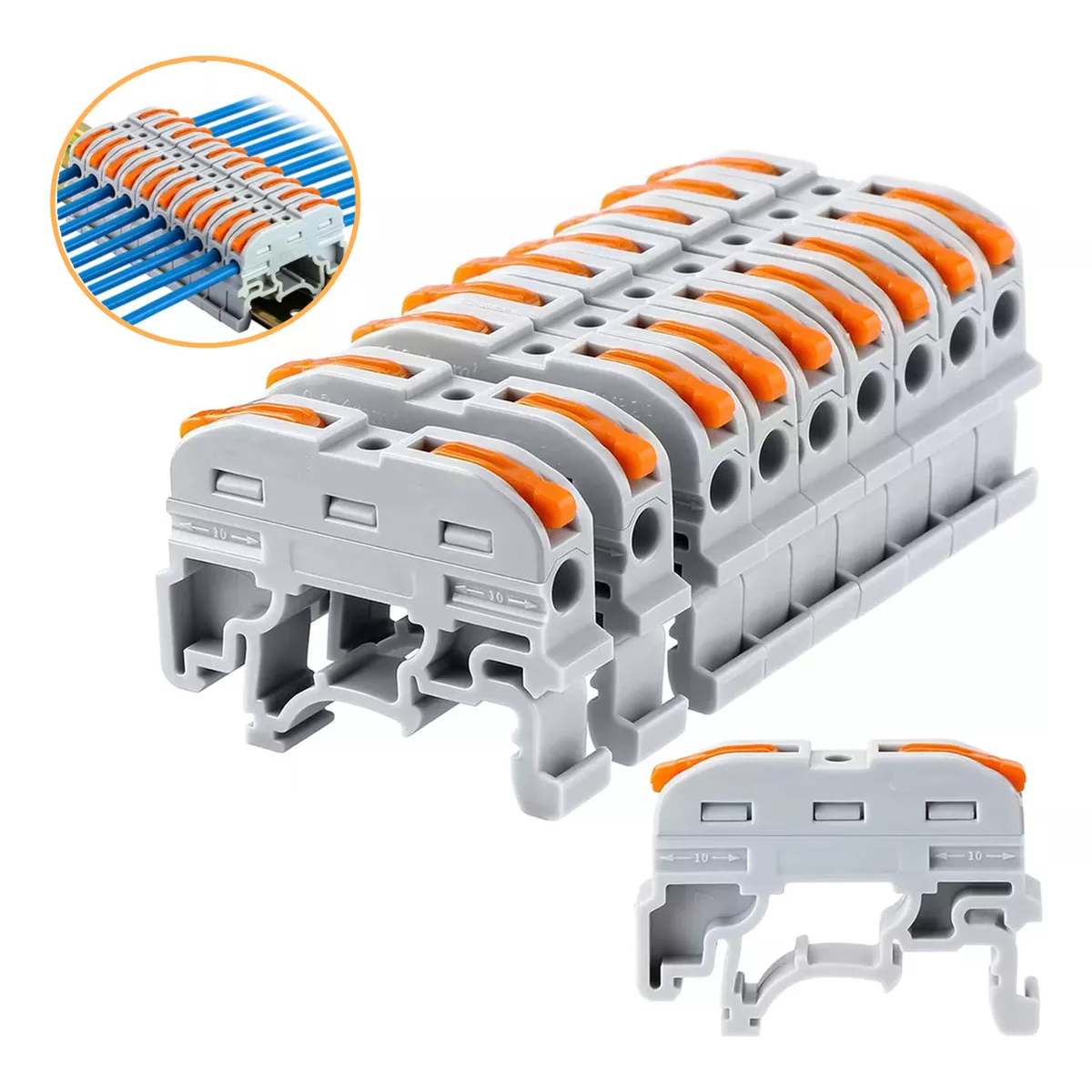 50 Clemas Conectores Electricos Tipo Wago Palanca Riel Din