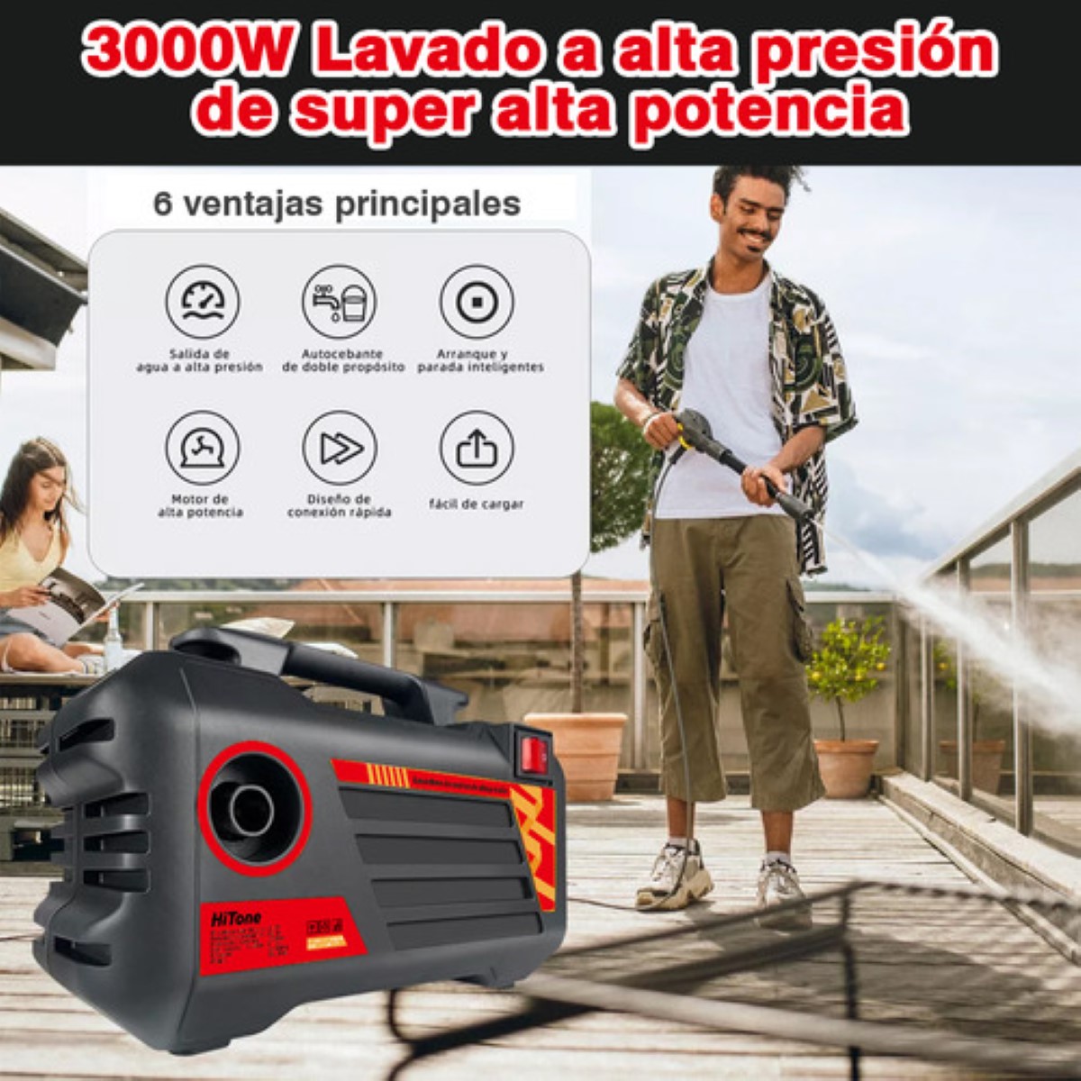 Pistola Para Hidrolavadora Eléctrica Portatil Herramientas negro rojo