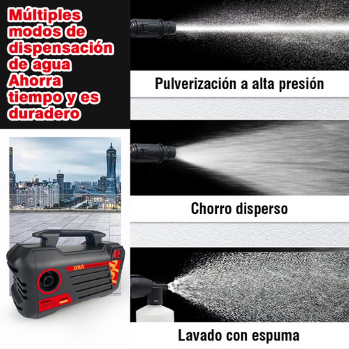 Pistola Para Hidrolavadora Eléctrica Portatil Herramientas negro rojo