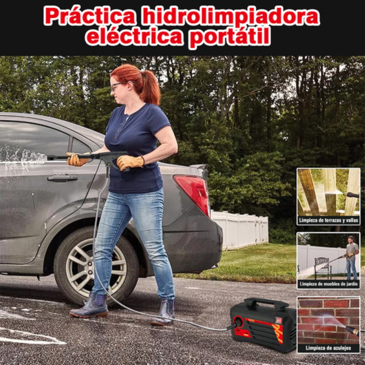 Pistola Para Hidrolavadora Eléctrica Portatil Herramientas negro rojo