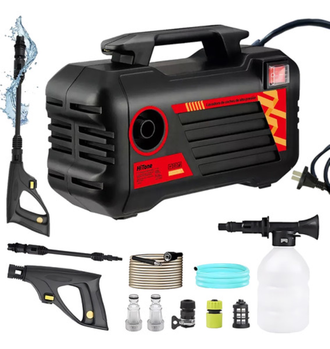 Pistola Para Hidrolavadora Eléctrica Portatil Herramientas negro rojo