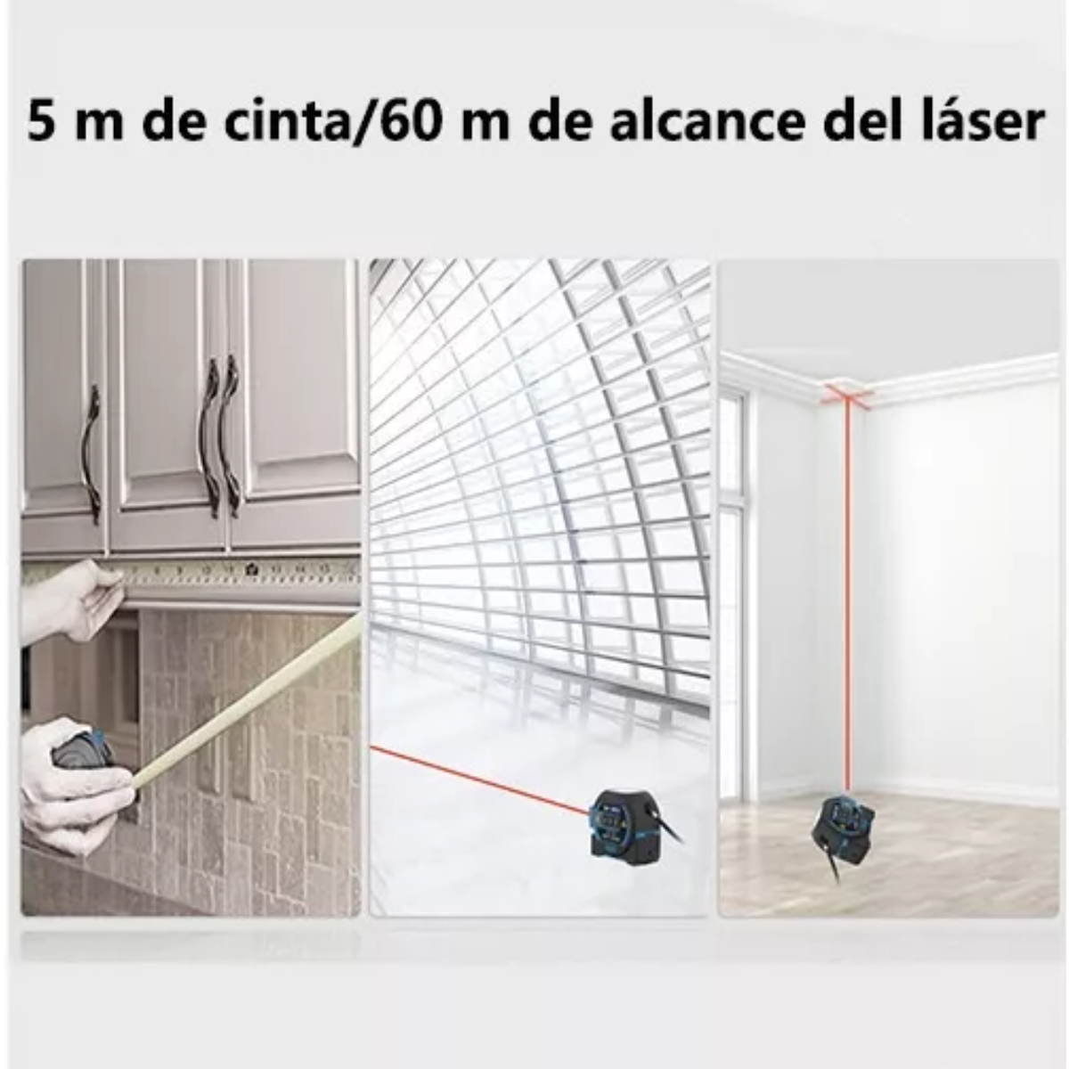 Flexometro Láser 60m Cinta Métrica 5m Medidor Láser Interior