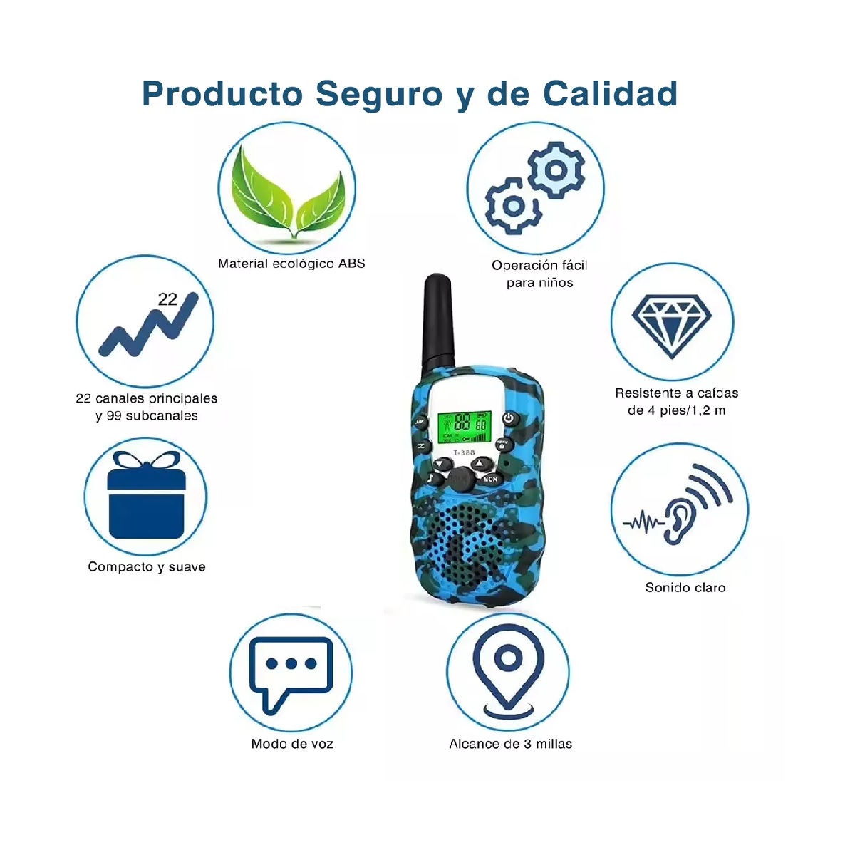 Radio Portátil Walkie Talkies De Juguete Militar Para Niños Azul