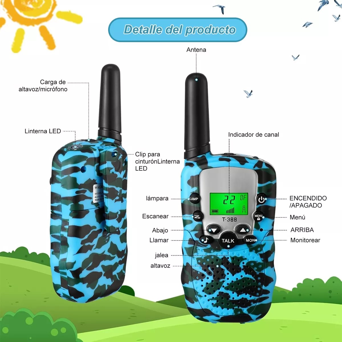 Radio Portátil Walkie Talkies De Juguete Militar Para Niños Azul