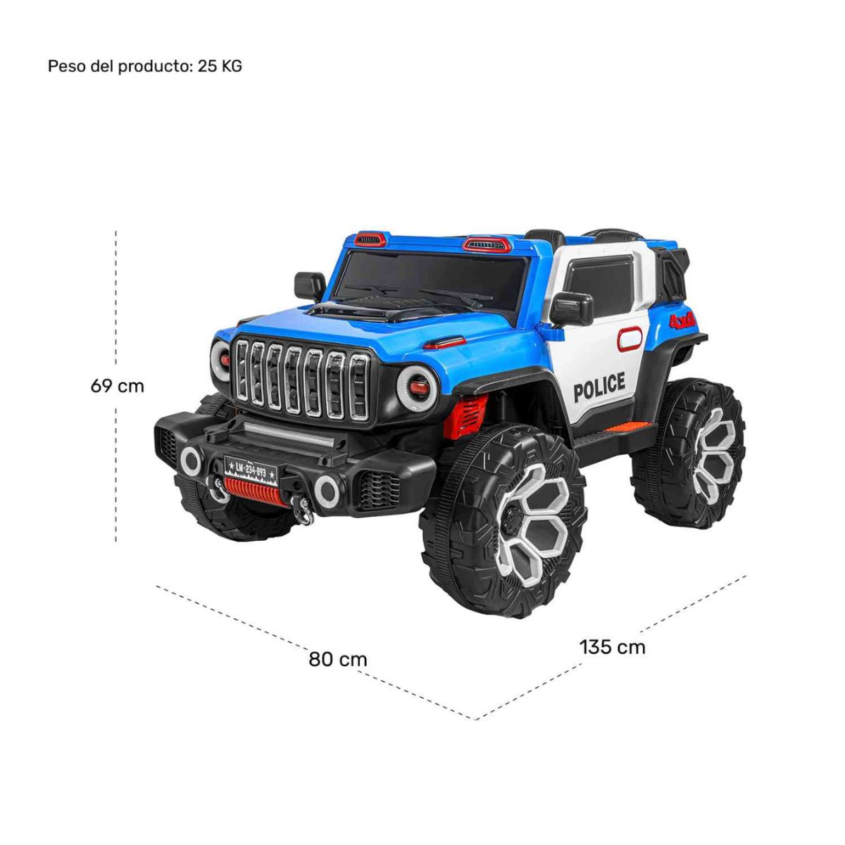 Carro Montable Electrico Control Remoto 4x4 Musica Bluetooth Azul