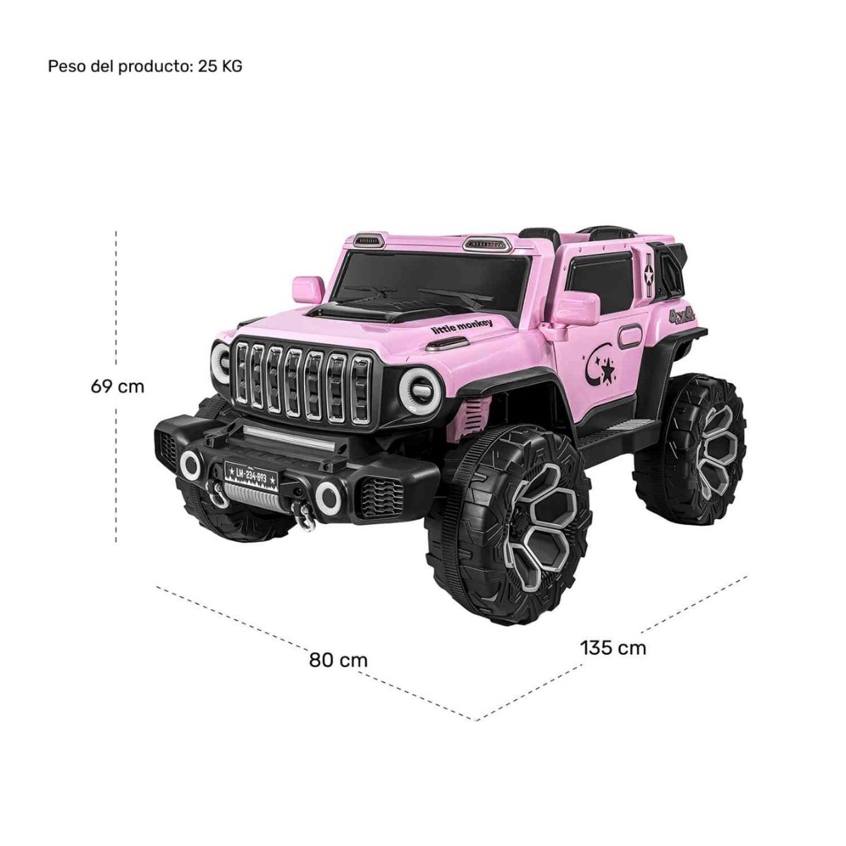 Carro Montable Electrico Control Remoto 4x4 Musica Bluetooth Rosa