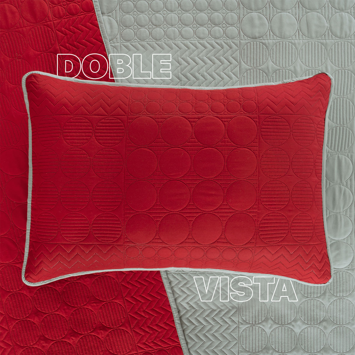 Edredón Ligero Matrimonial Doble Vista con Fundas Rojo - Gris REAL TEXTIL.