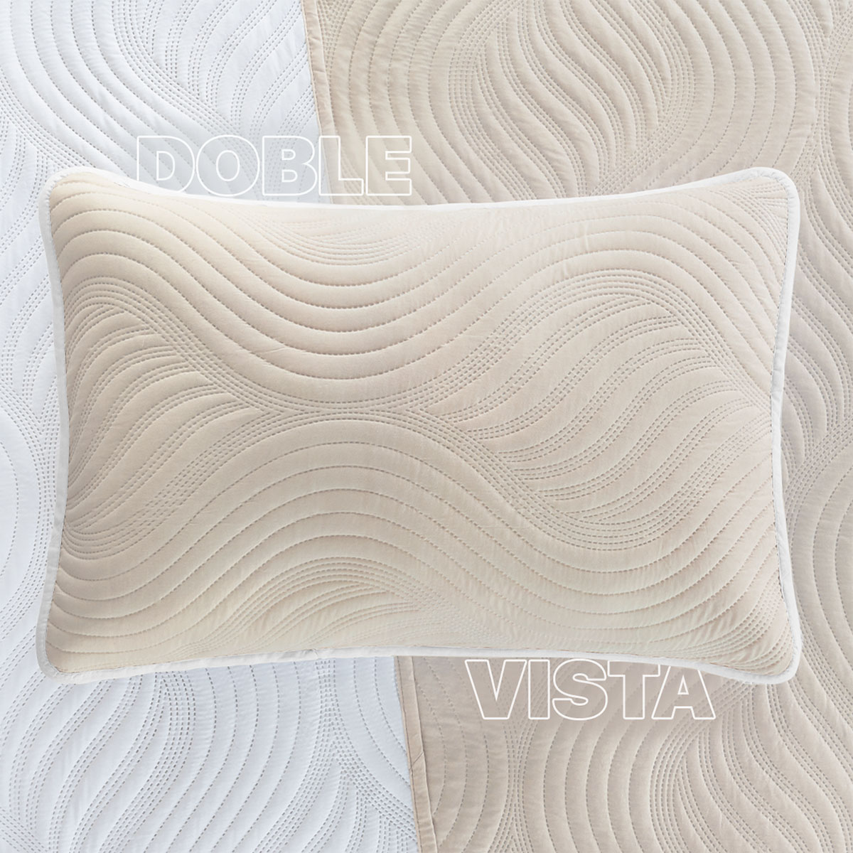 Edredón Ligero Matrimonial Doble Vista con Fundas Blanco - Beige REAL TEXTIL