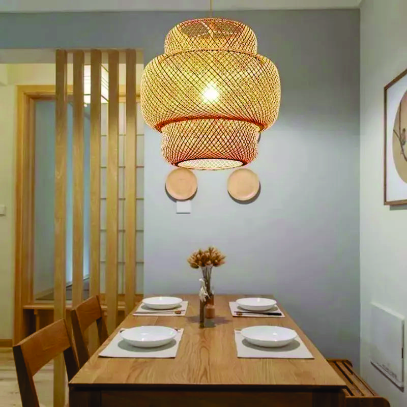 Lámpara Colgante Tulum Bambú Artesanal Moda Boho Decor