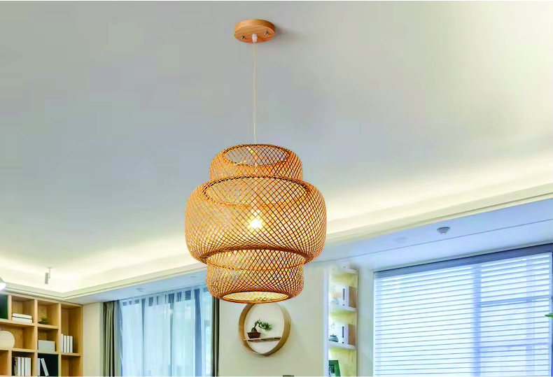 Lámpara Colgante Tulum Bambú Artesanal Moda Boho Decor