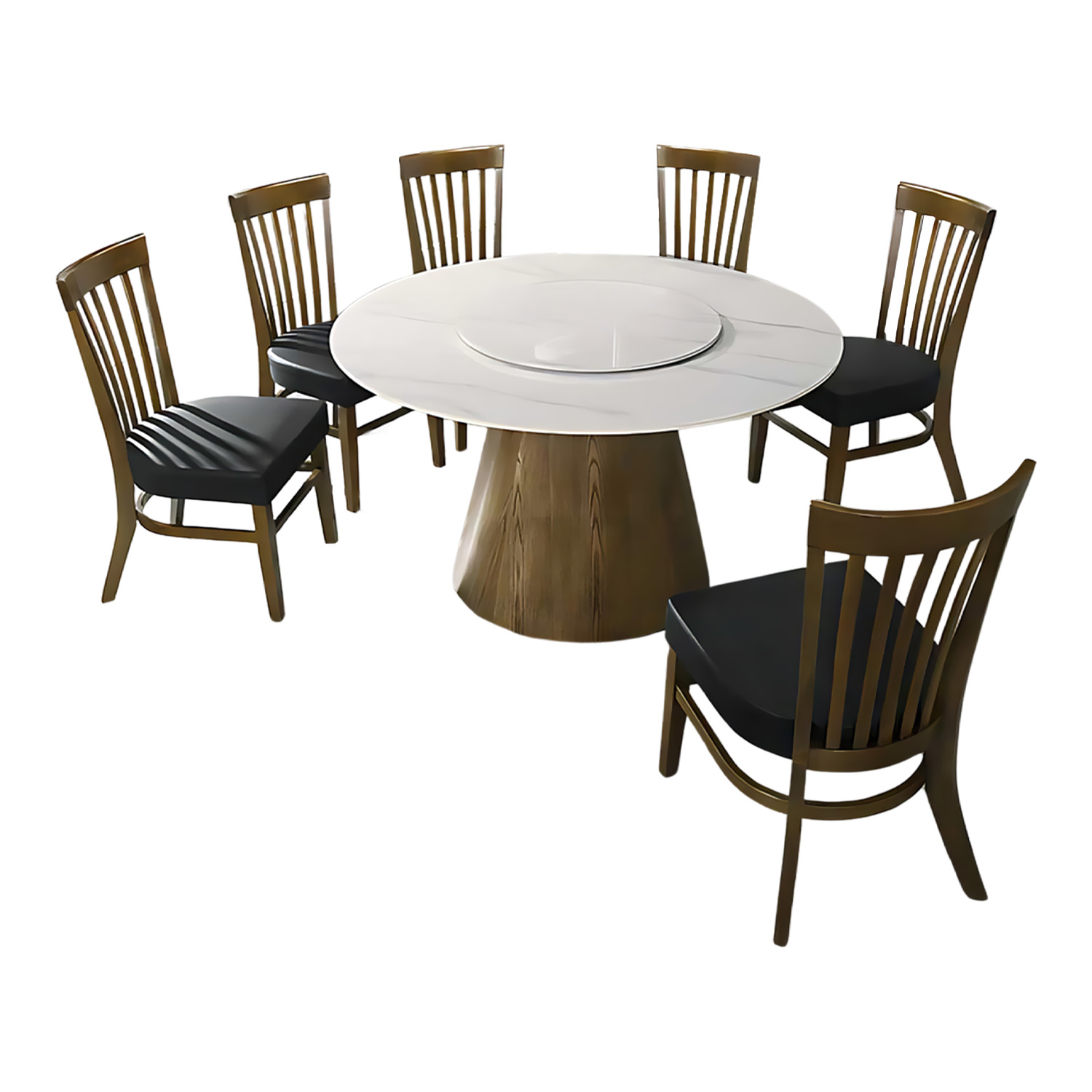 Comedor Redondo de 6 Sillas Elegante de Madera Bossa Enzo