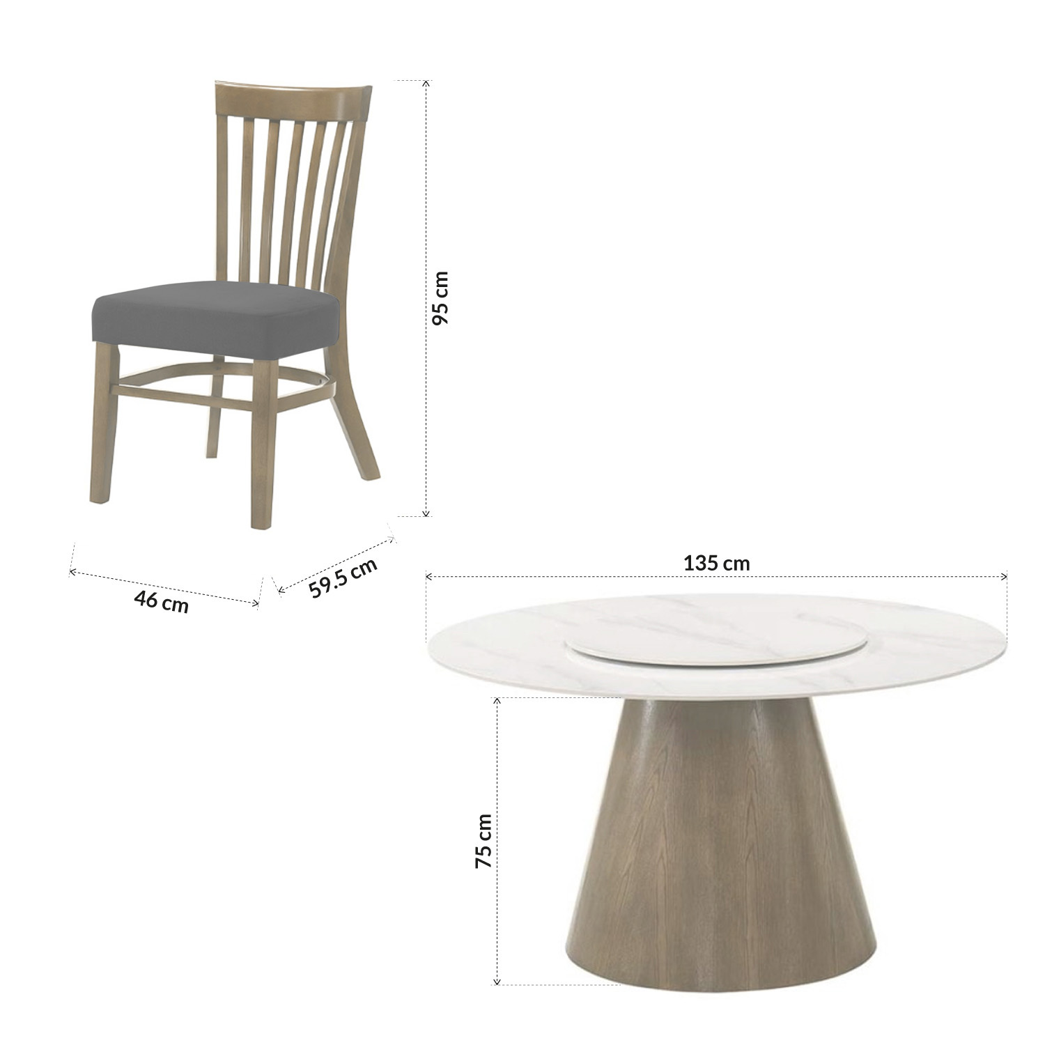Comedor Redondo de 6 Sillas Elegante de Madera Bossa Enzo