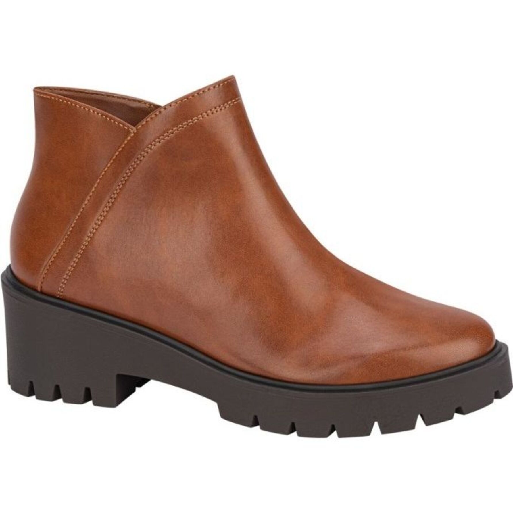 Botín para mujer, con acabado napa y suela track, color cognac, marca Tierra Bendita 1179267