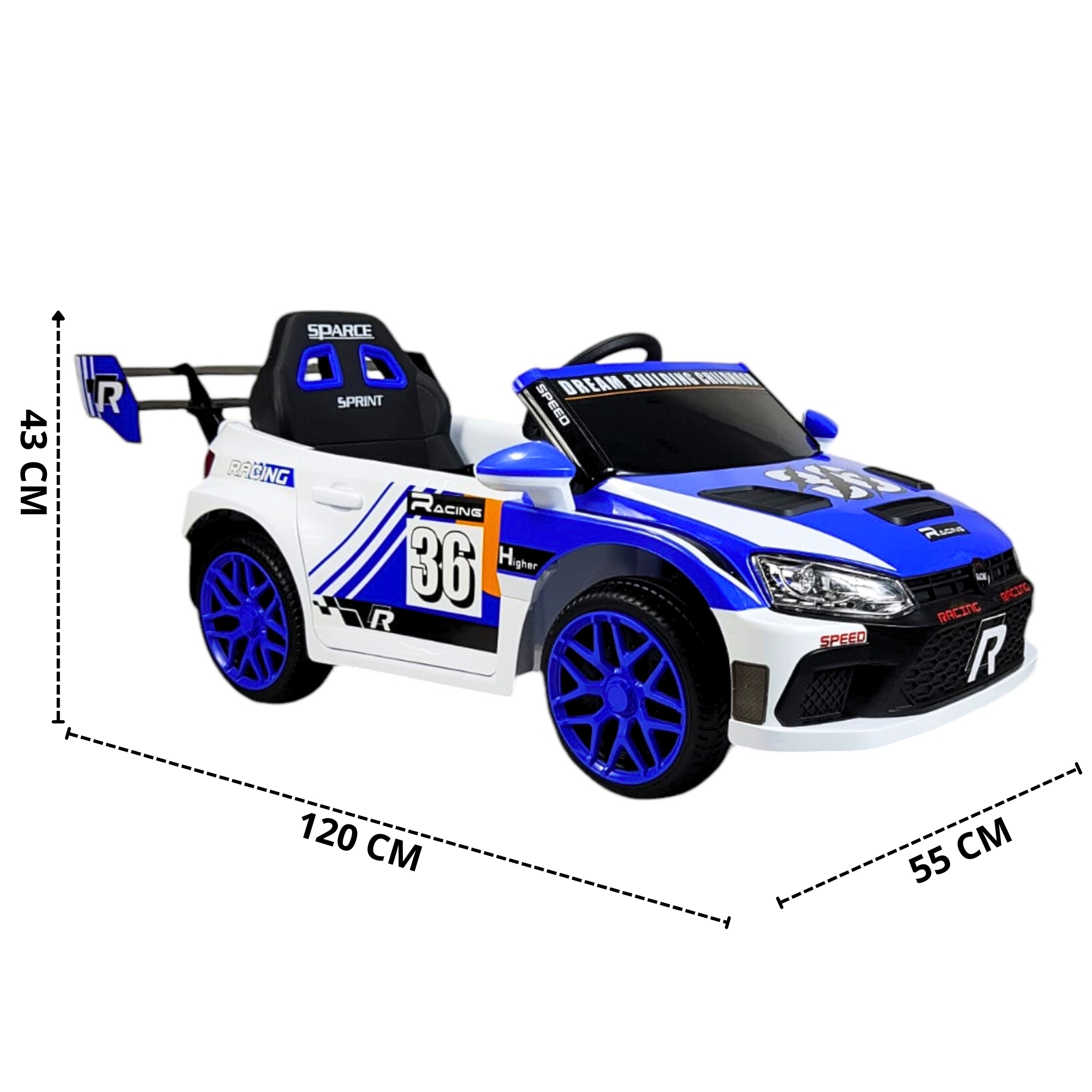 Montable Electrico para Niños Carro Rally con Control Remoto Sonido, Bluetooth, Luz Led, 12v-Azul