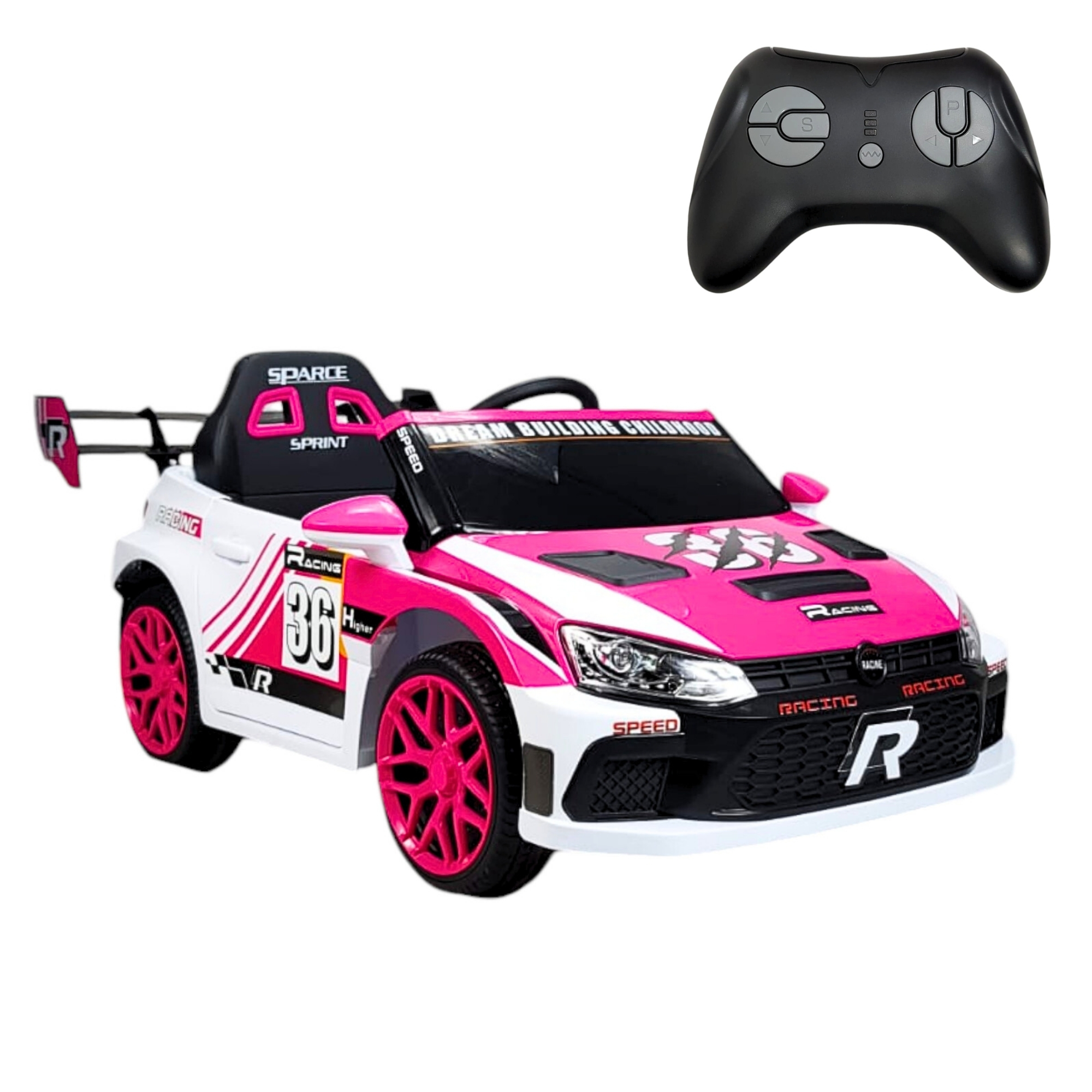 Montable Electrico para Niños Carro Rally con Control Remoto Sonido, Bluetooth, Luz Led, 12v-Rosa