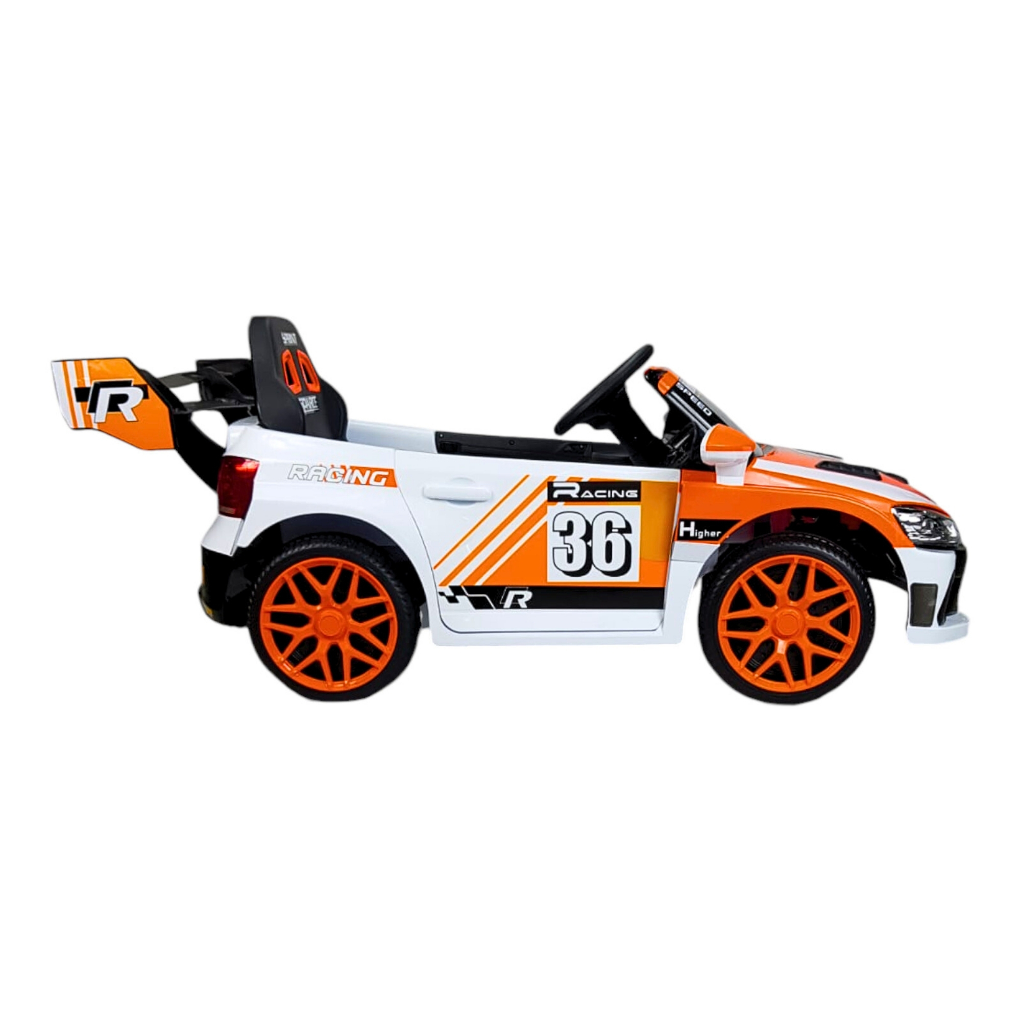Montable Electrico para Niños Carro Rally con Control Remoto Sonido, Bluetooth, Luz Led, 12v-Naranja