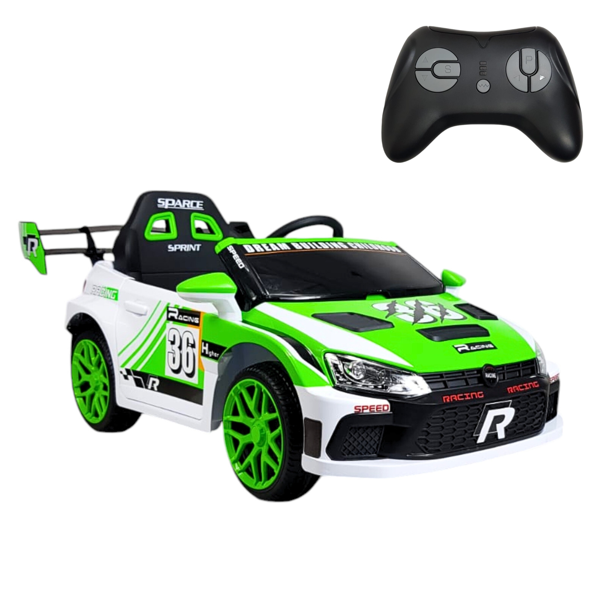 Montable Electrico para Niños Carro Rally con Control Remoto Sonido, Bluetooth, Luz Led, 12v-Verde