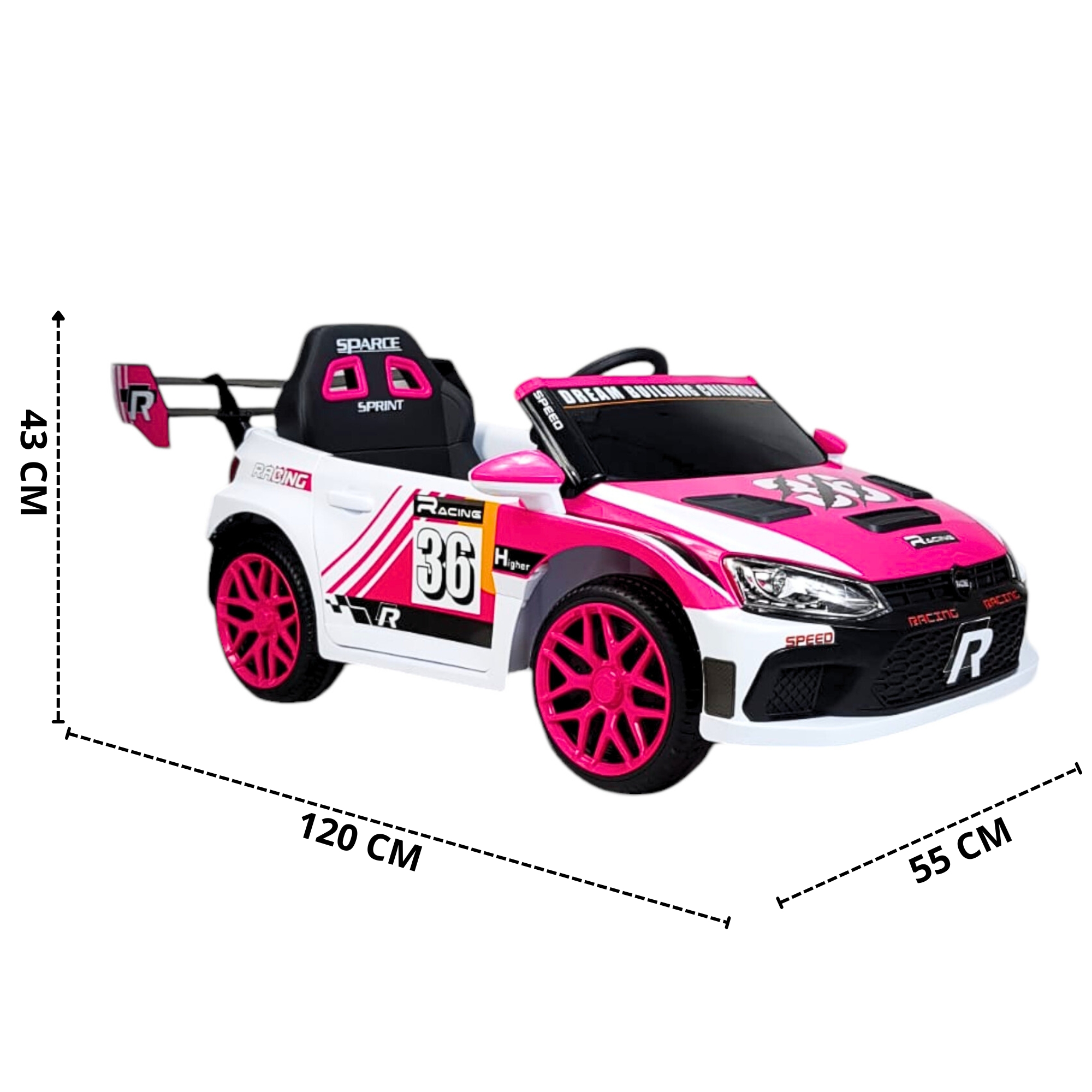 Montable Electrico para Niños Carro Rally con Control Remoto Sonido, Bluetooth, Luz Led, 12v-Rosa