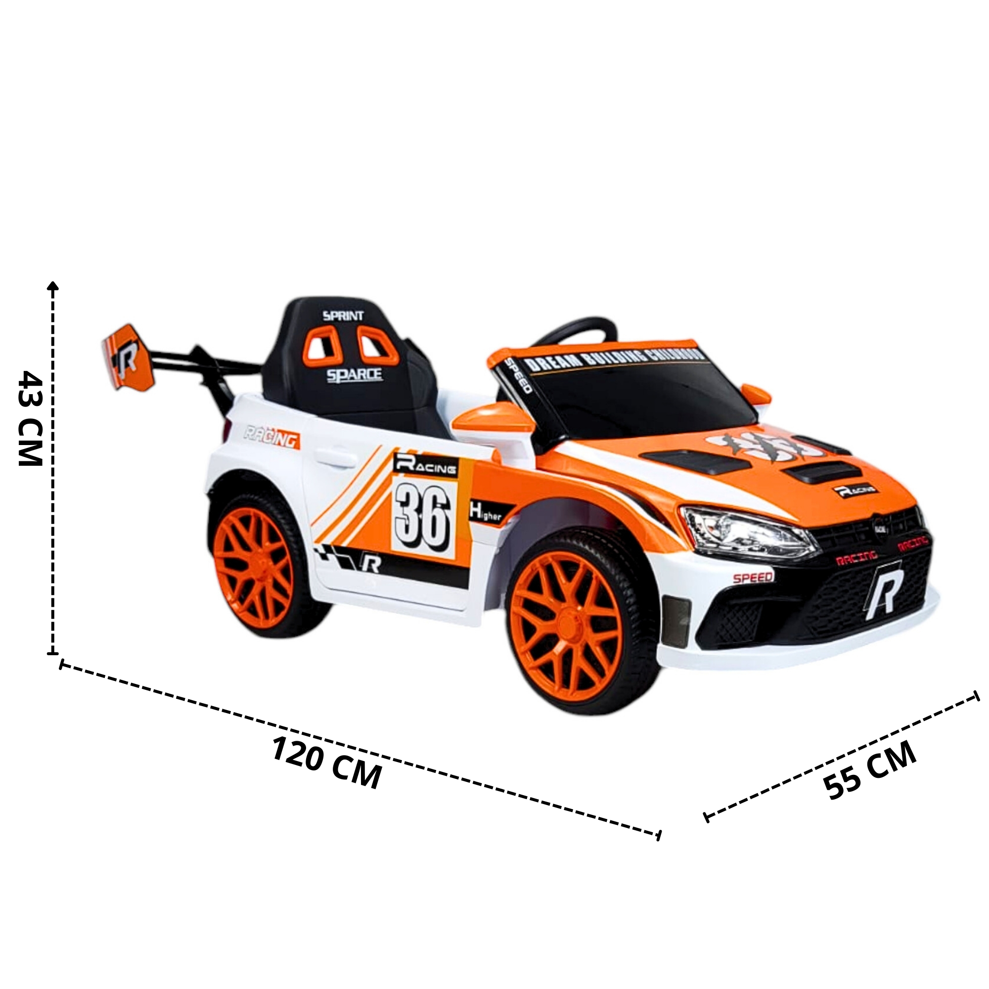Montable Electrico para Niños Carro Rally con Control Remoto Sonido, Bluetooth, Luz Led, 12v-Naranja