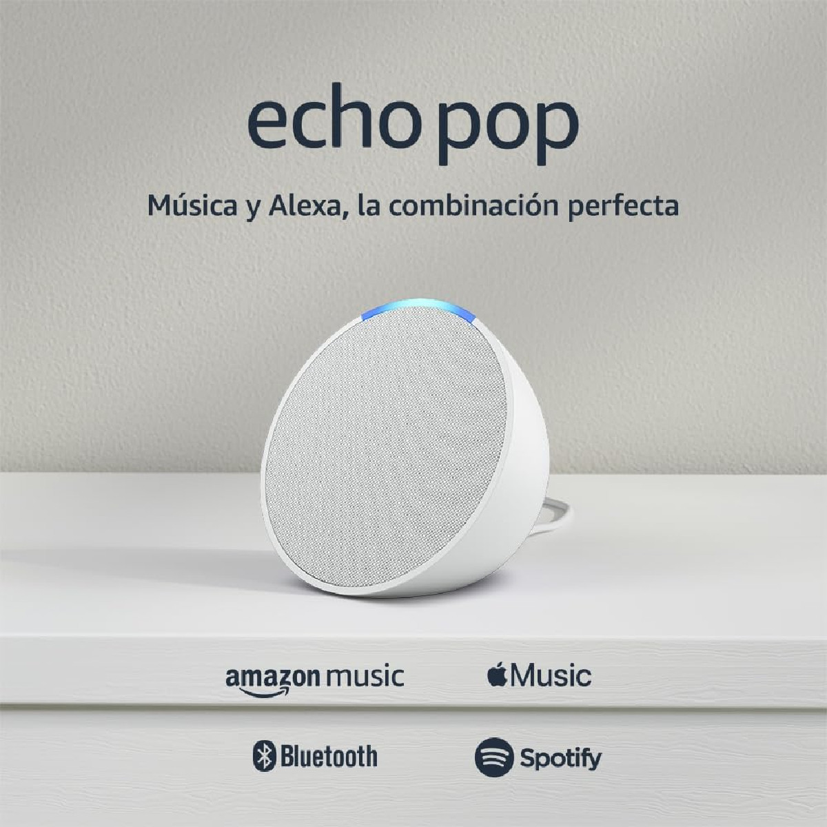 Bocina Echo Pop Amazon con asistente Alexa multi room Blanco