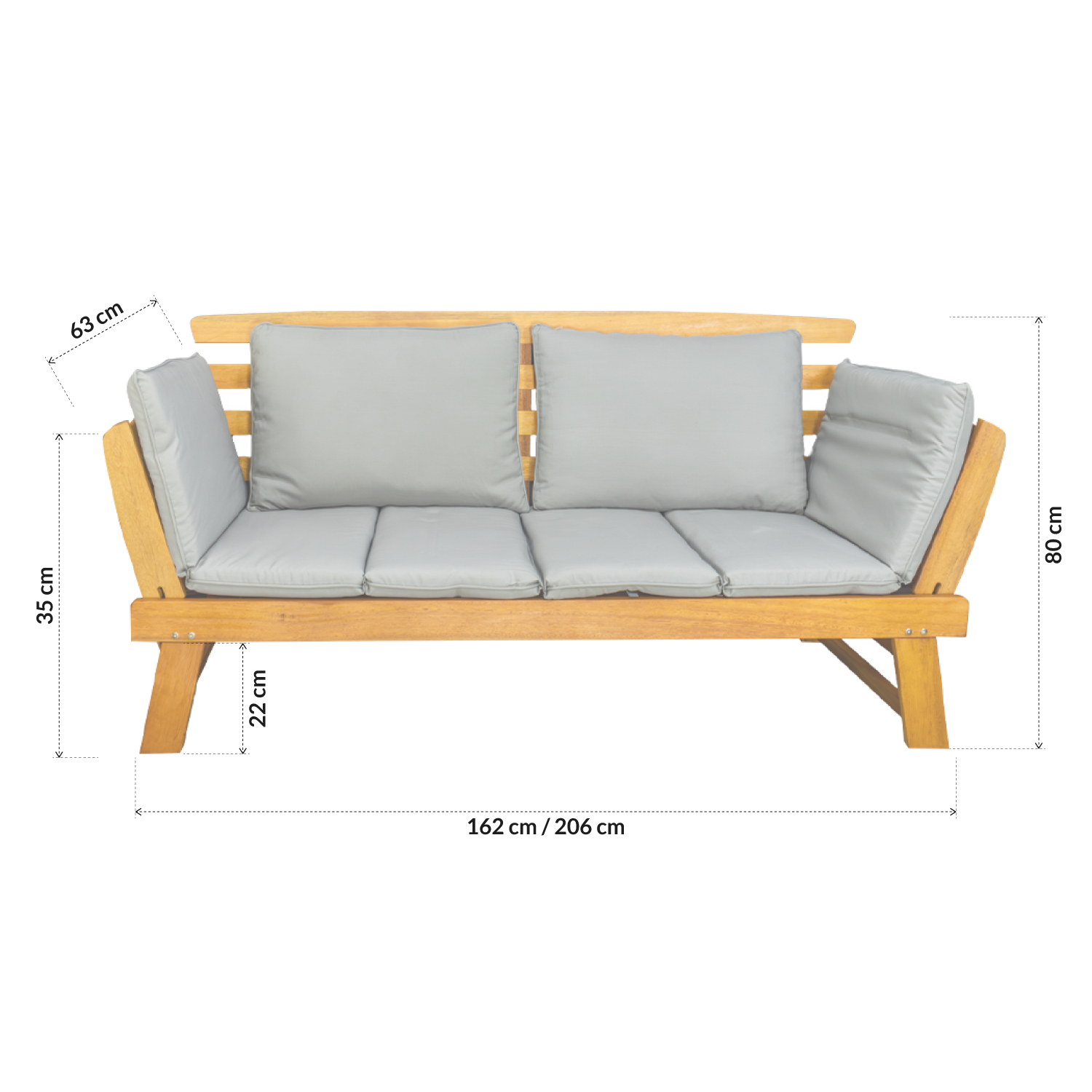 Sofá Cama Convertible para Exteriores Elegante Bossa Lassi